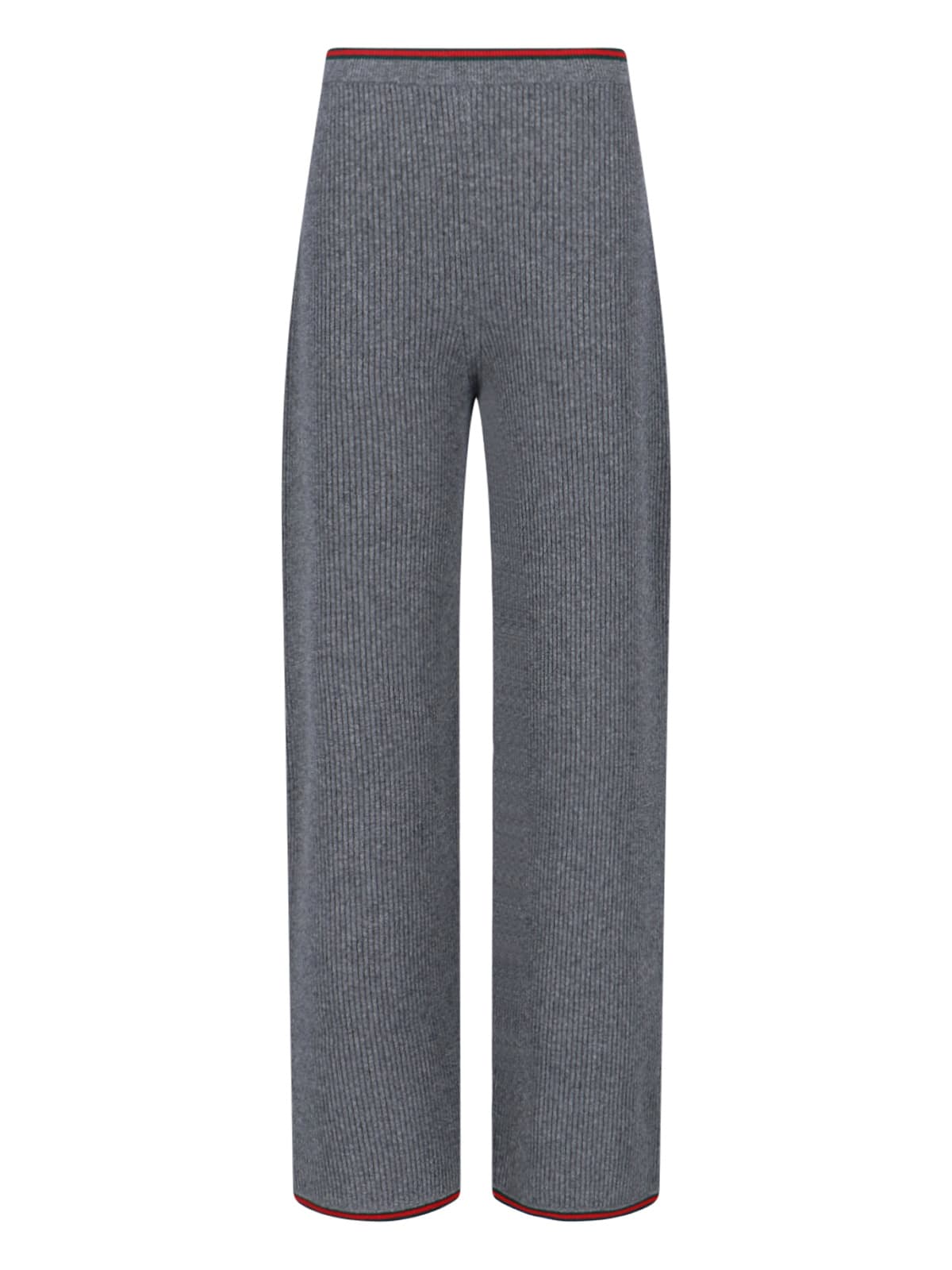 Gucci Womens Dusty Dark Grey Mc Ribbed Straight-leg Wool Knit Trousers In Gray