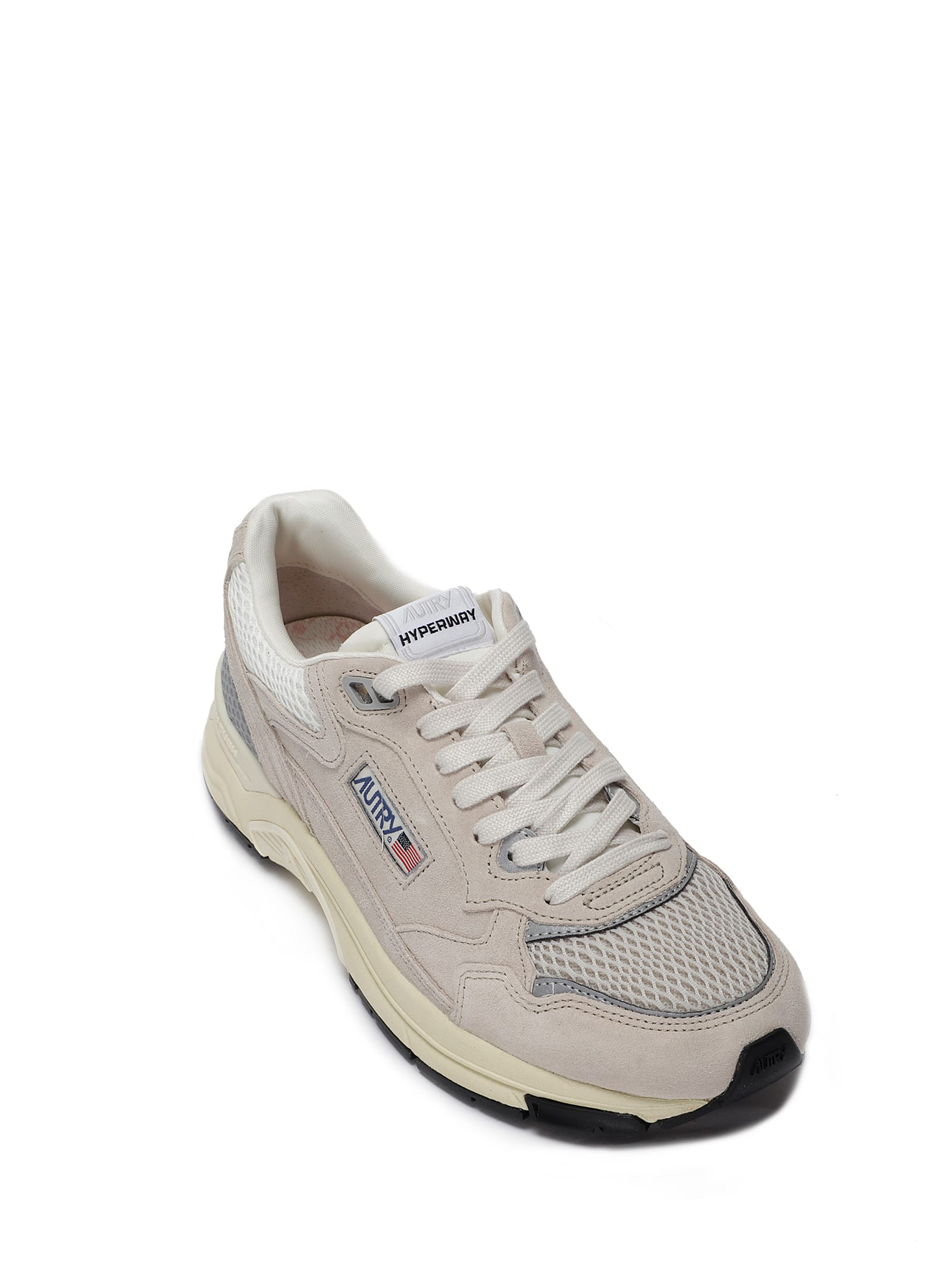 Autry White And Silver Leather Hyperway Sneakers In Neutral