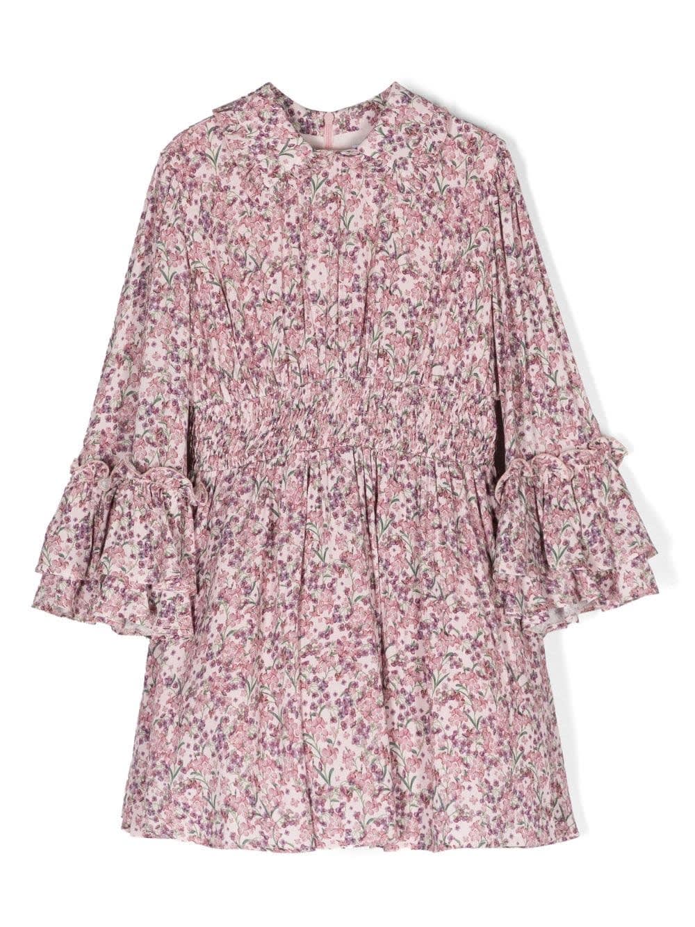 Simonetta Floral-print Cotton Dress In Pink