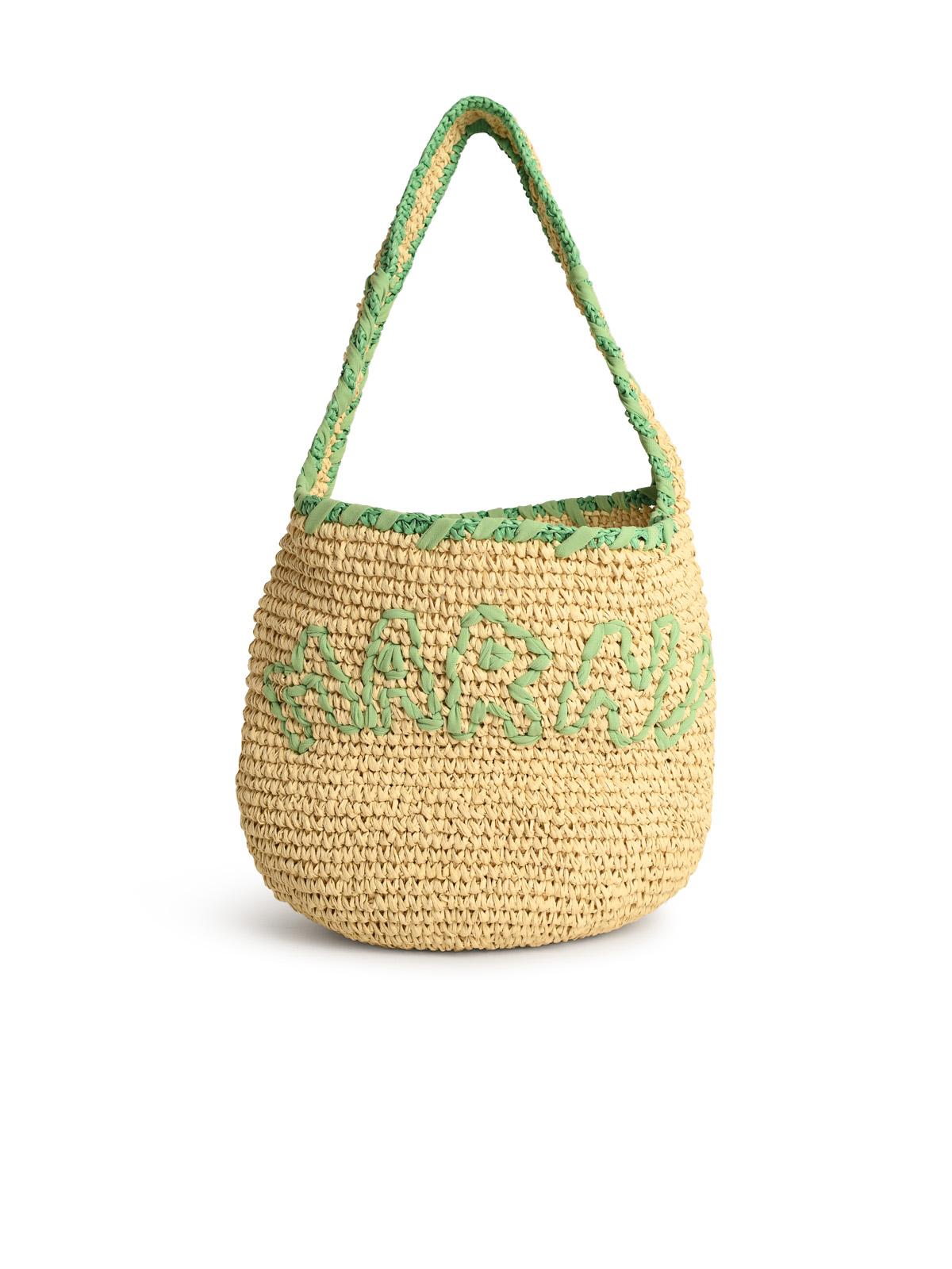 Small nassa Bag In Green Natural Raffia