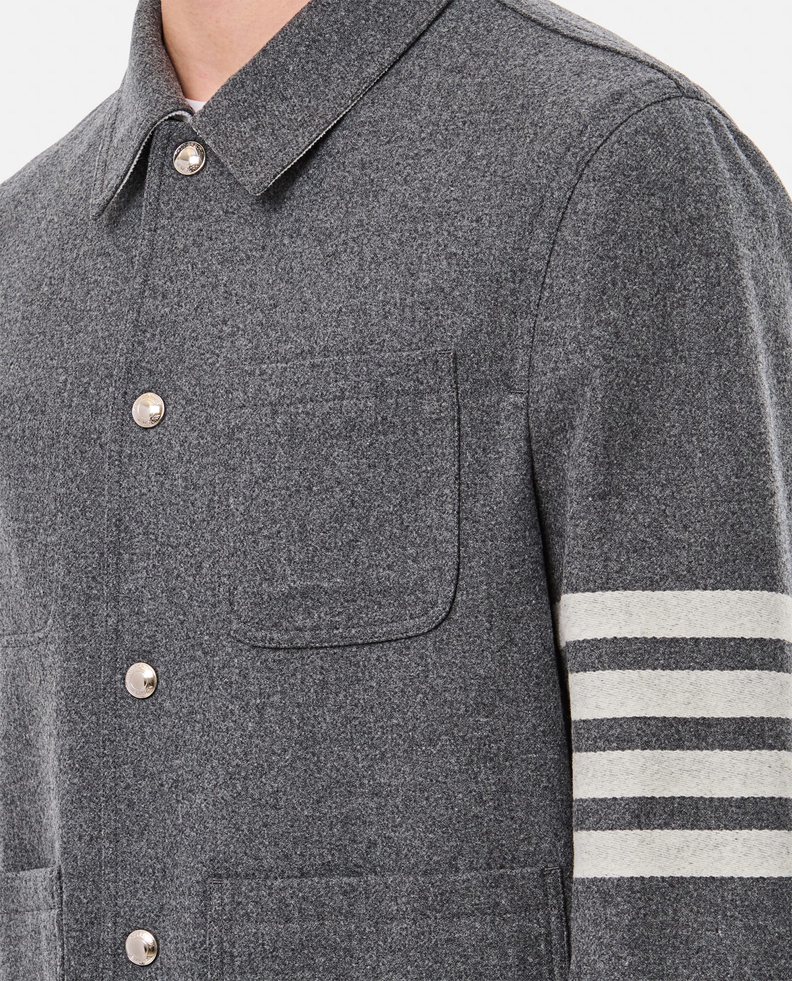 Shop Thom Browne 4 Bar Utility Patch Pocket Jacket In Grey