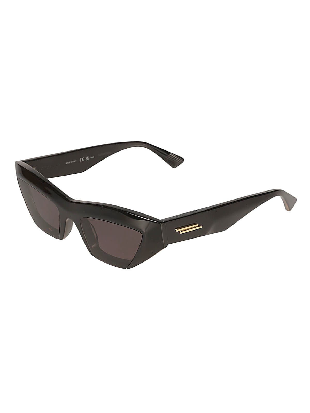Shop Bottega Veneta Cat Eye Frame Sunglasses In Black/grey