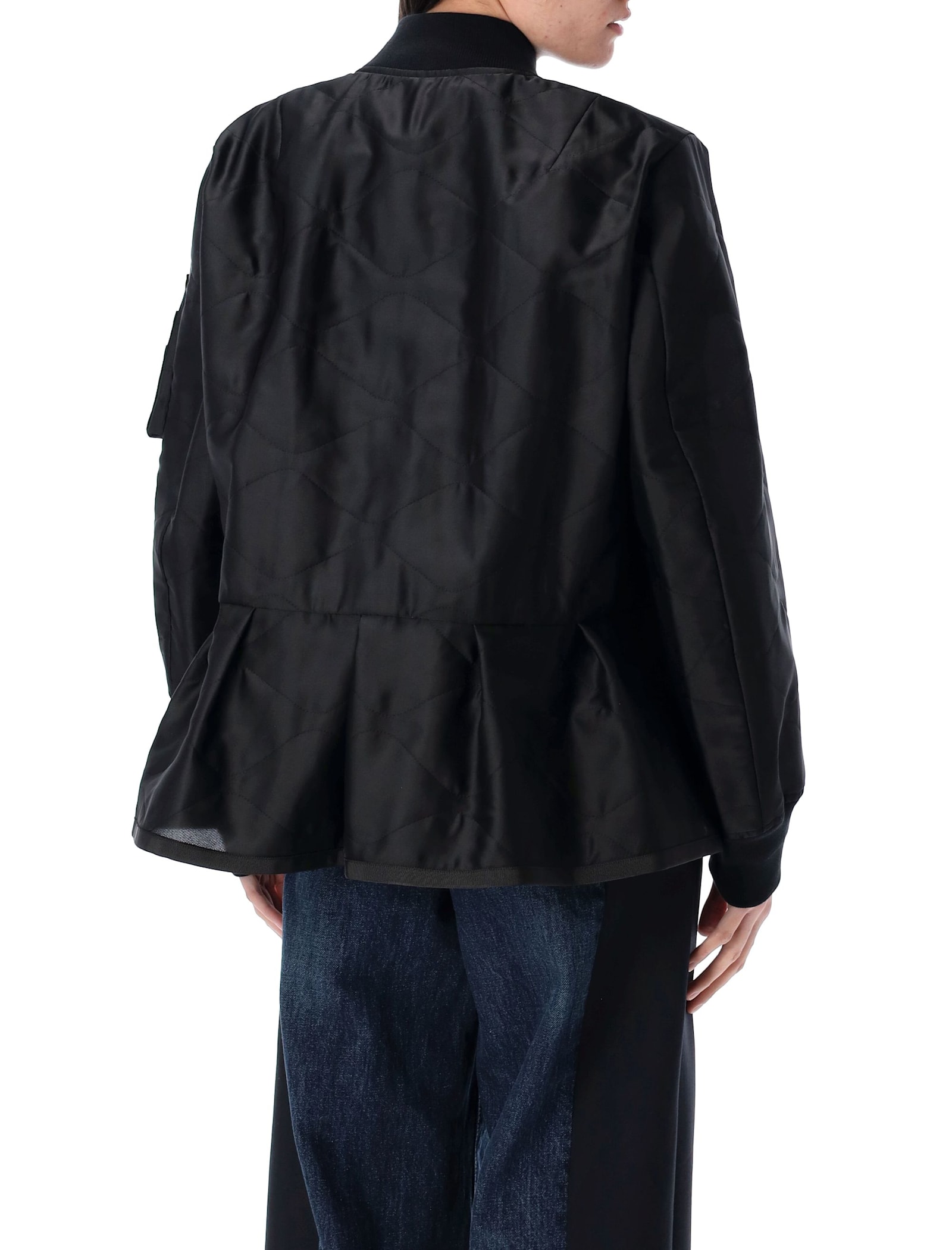 Sacai Polyester Nylon Blend Coat In Black