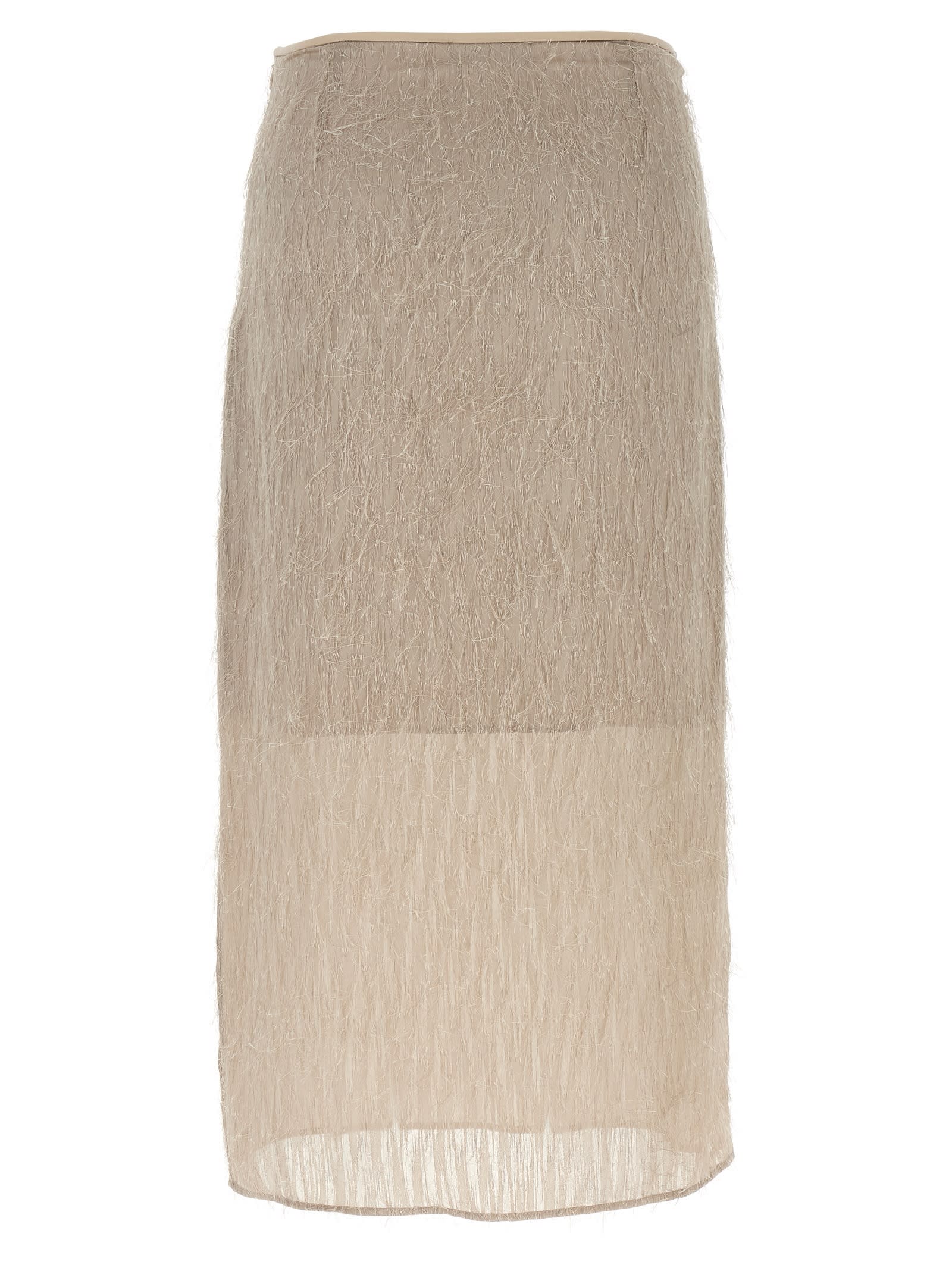 Peserico Textured Sheer Overlay Jacquard Skirt In Brown