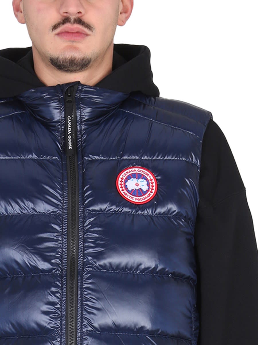 Shop Canada Goose Down Vest With Logo Patch In Blue