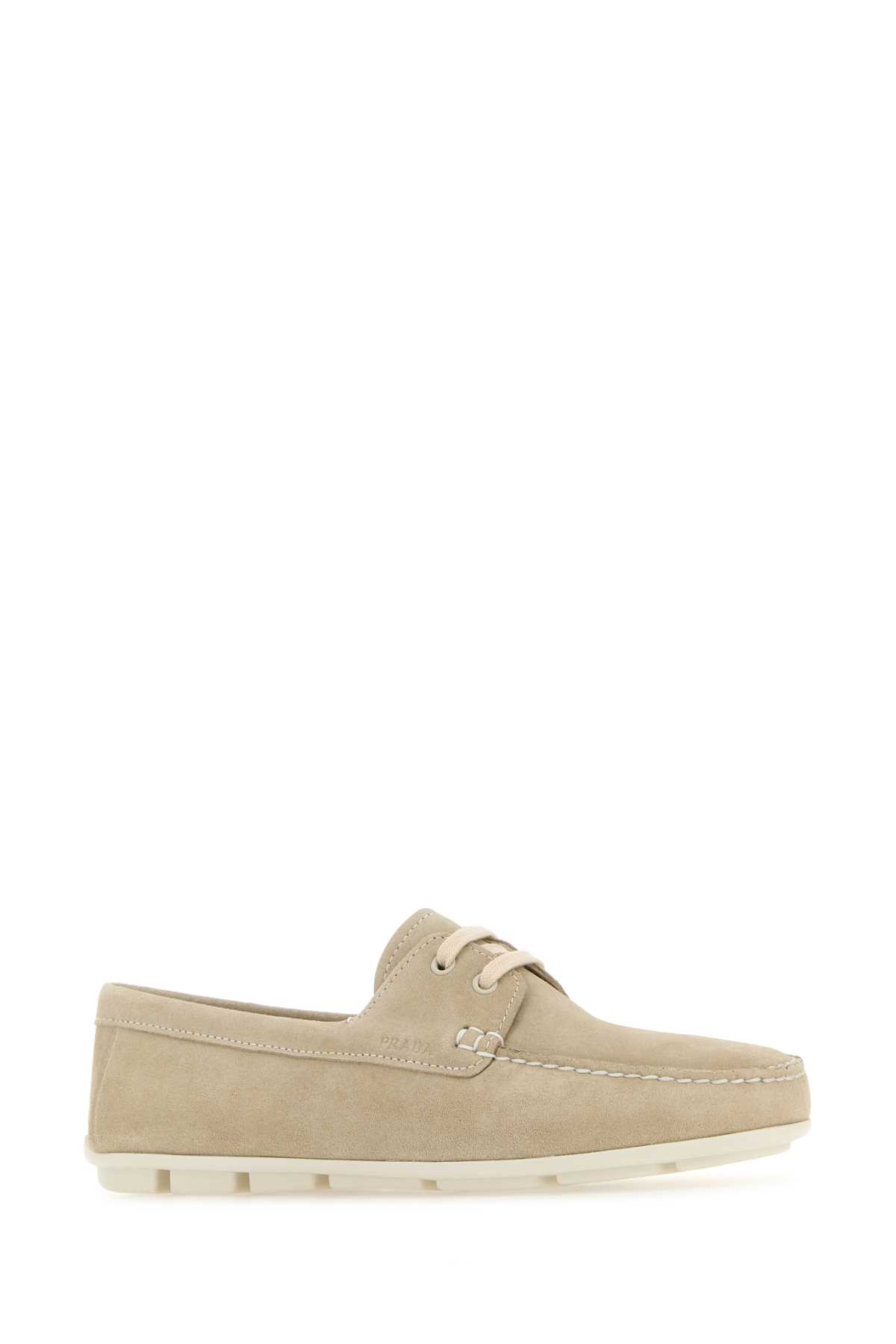 Shop Prada Sand Suede Driver Loafers In Pomice