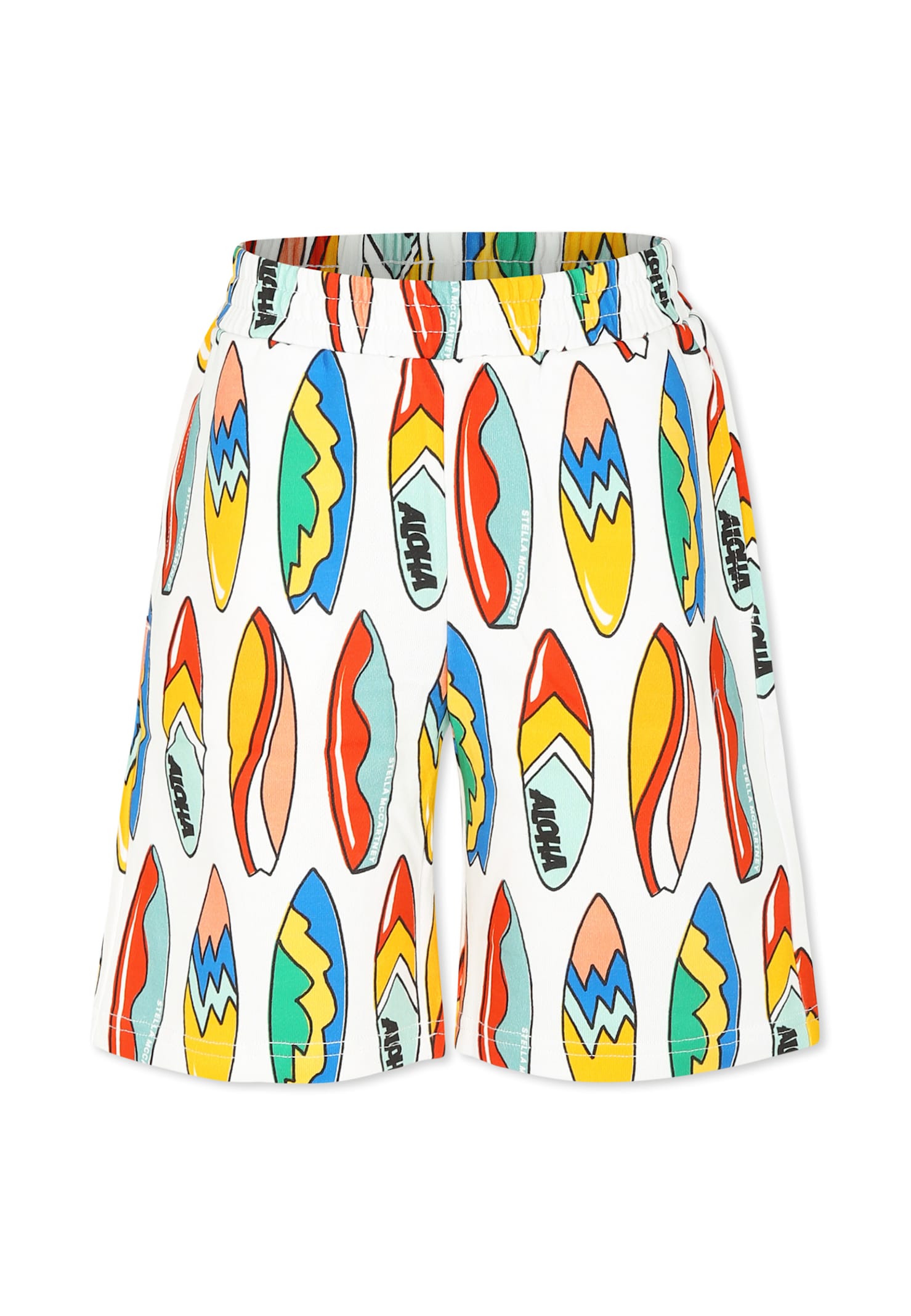 Stella Mccartney White Shorts For Boy With Surfboard In White