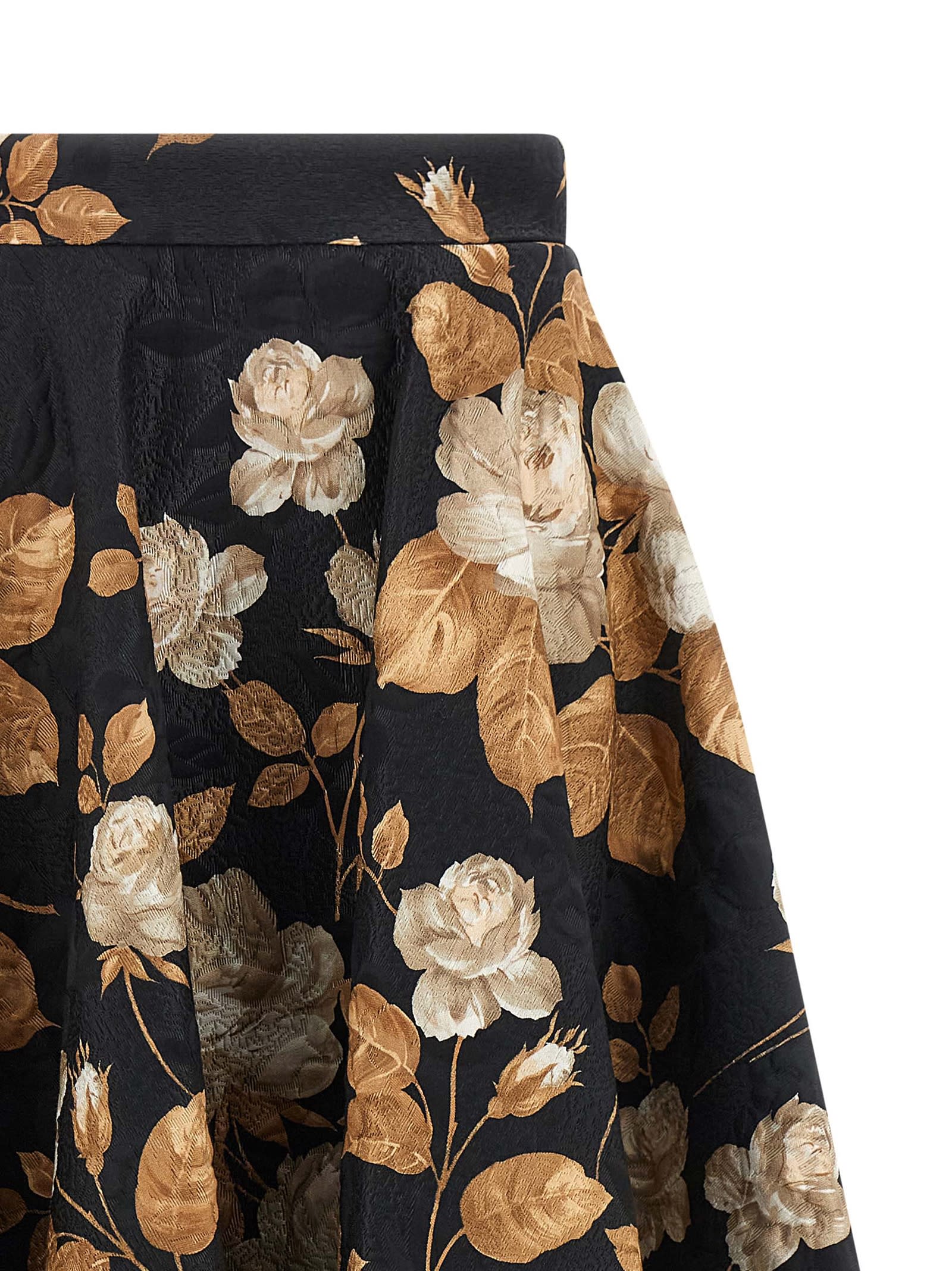 Dolce & Gabbana Brocade Midi Skirt With Structured Waistband In Black