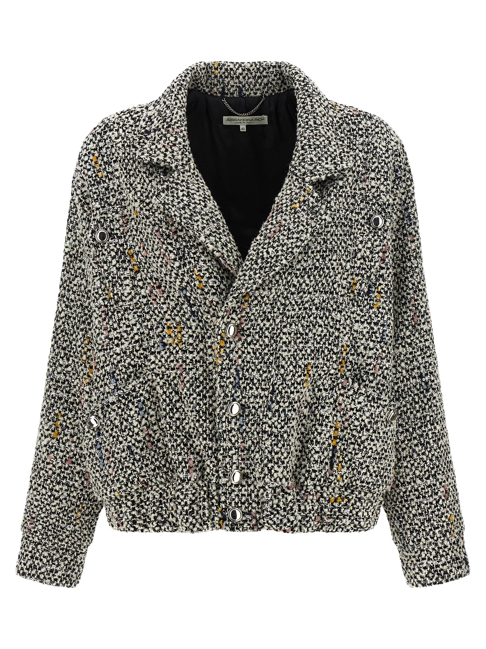 Alessandra Rich Multicolor Tweed Blazer In Neutral