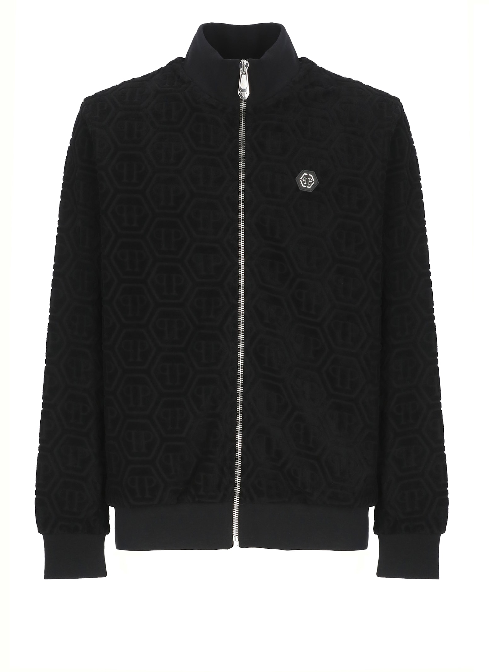 Philipp Plein Jacquard Tracksuit Jacket Monogram In Black