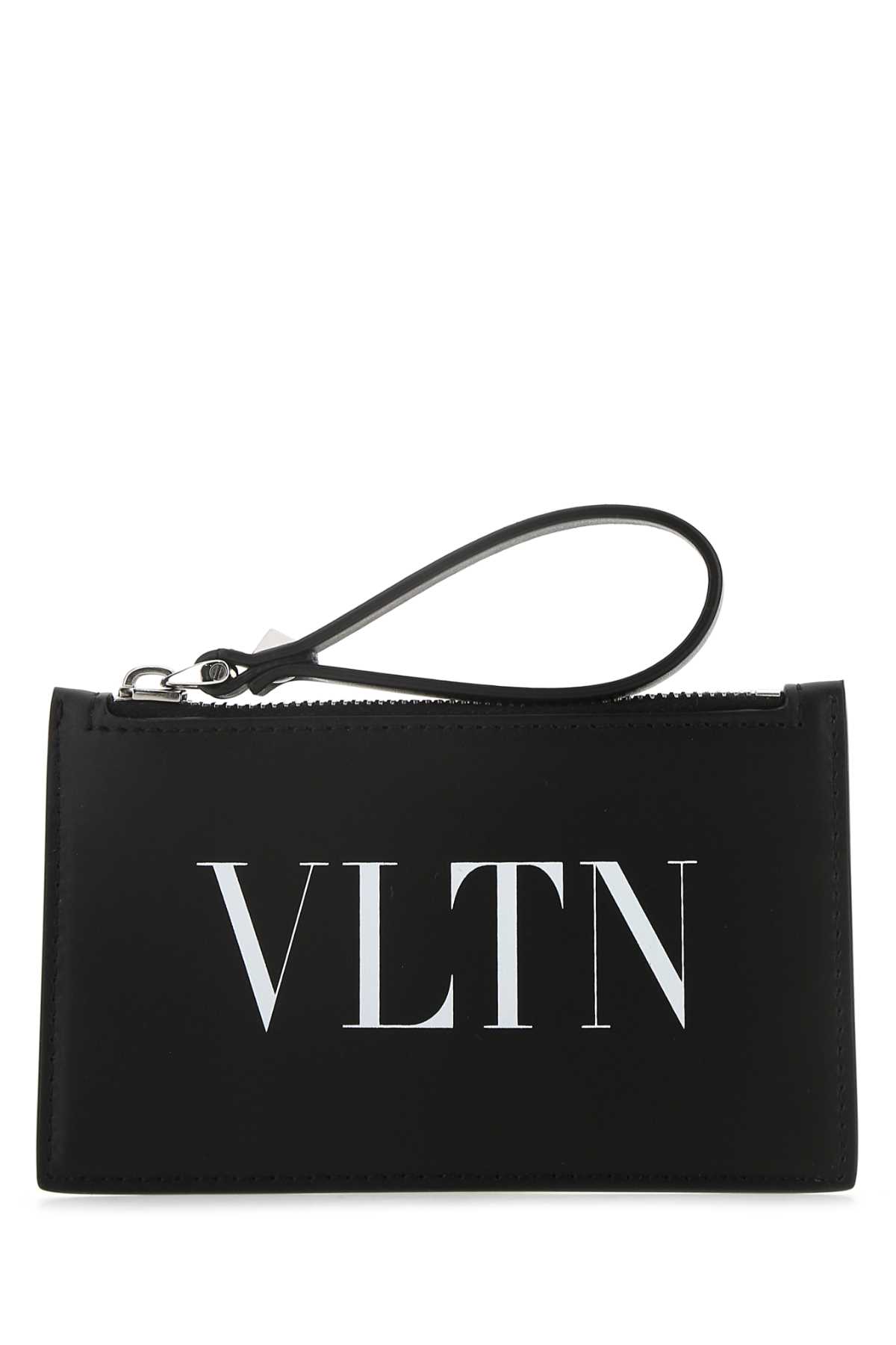 Shop Valentino Black Leather Card Holder In 0ni