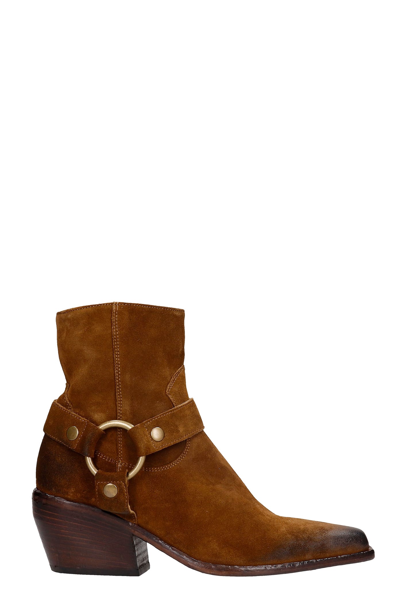 Elena Iachi Texan Ankle Boots In Leather Color Suede