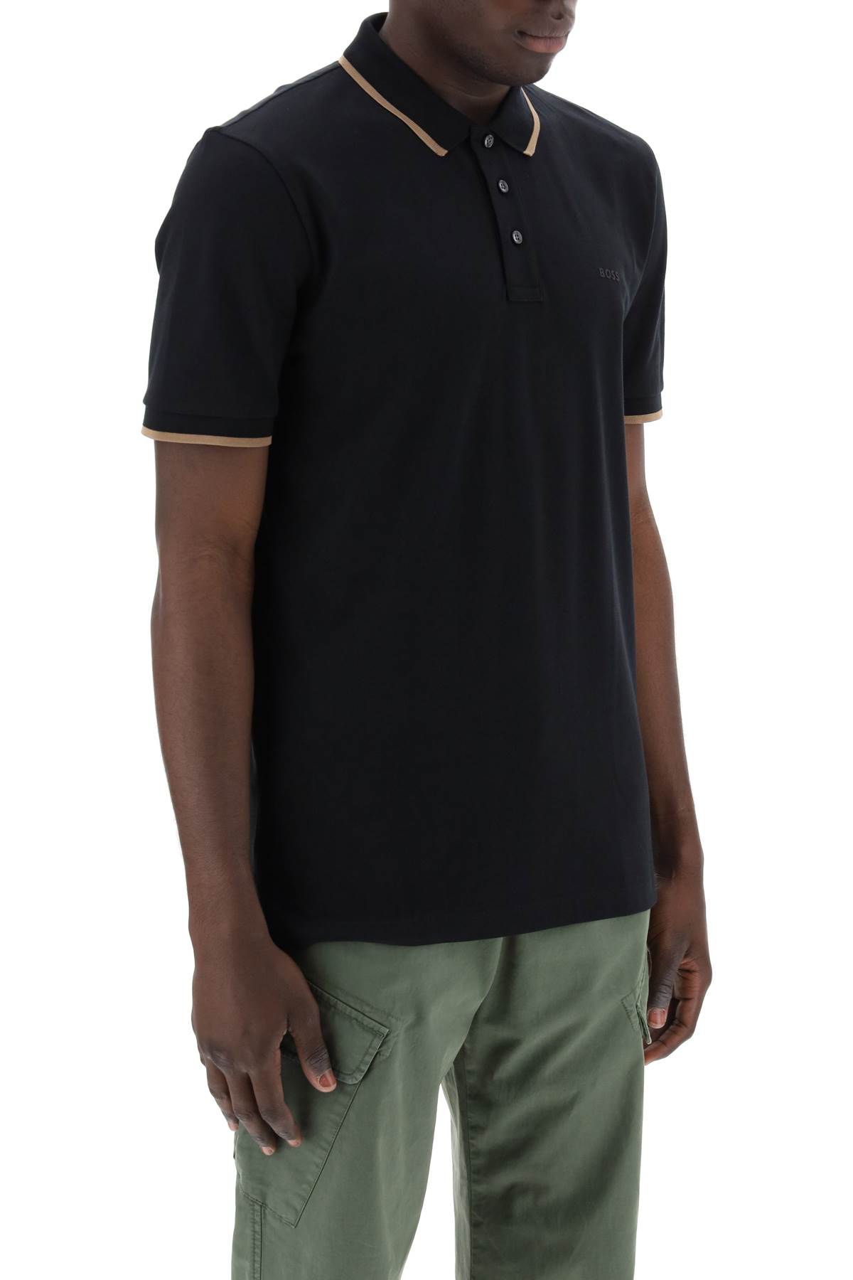 Shop Hugo Boss Contrast Trim Parlay Polo Shirt In Black (black)