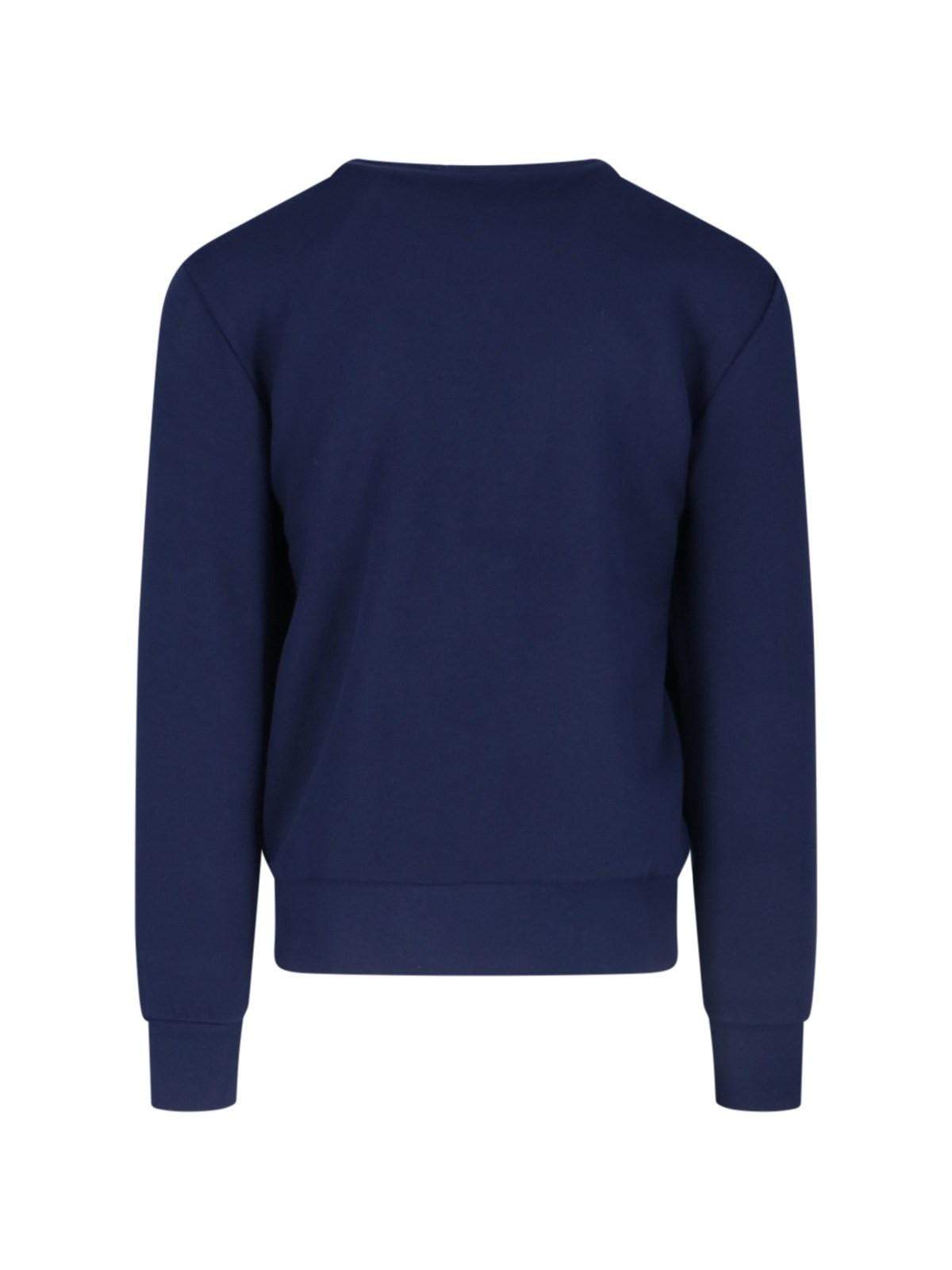 Shop Polo Ralph Lauren Logo Cropped Sweatshirt Fleece In Navy