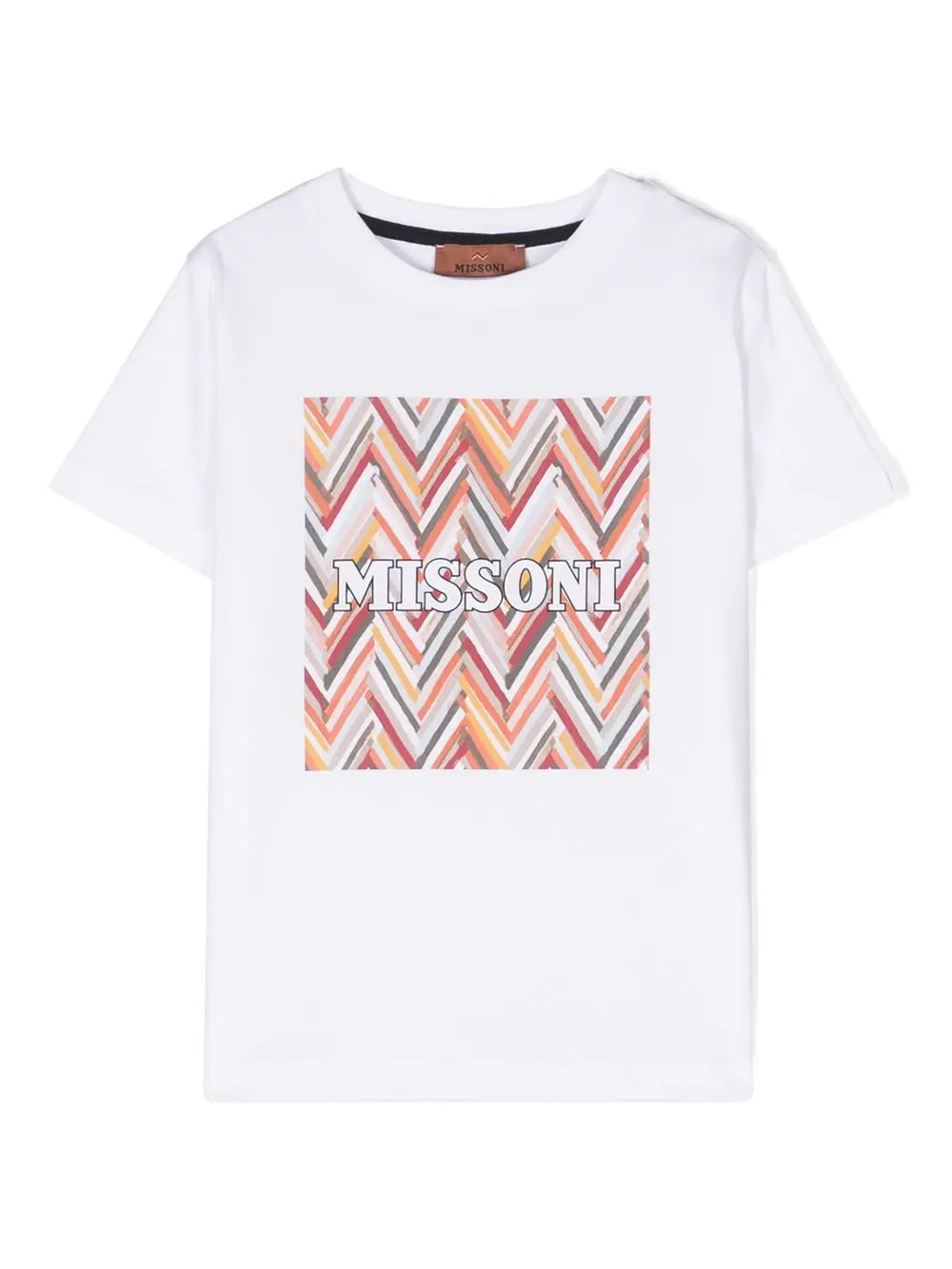 Shop Missoni White T-shirt With Orange Chevron Print