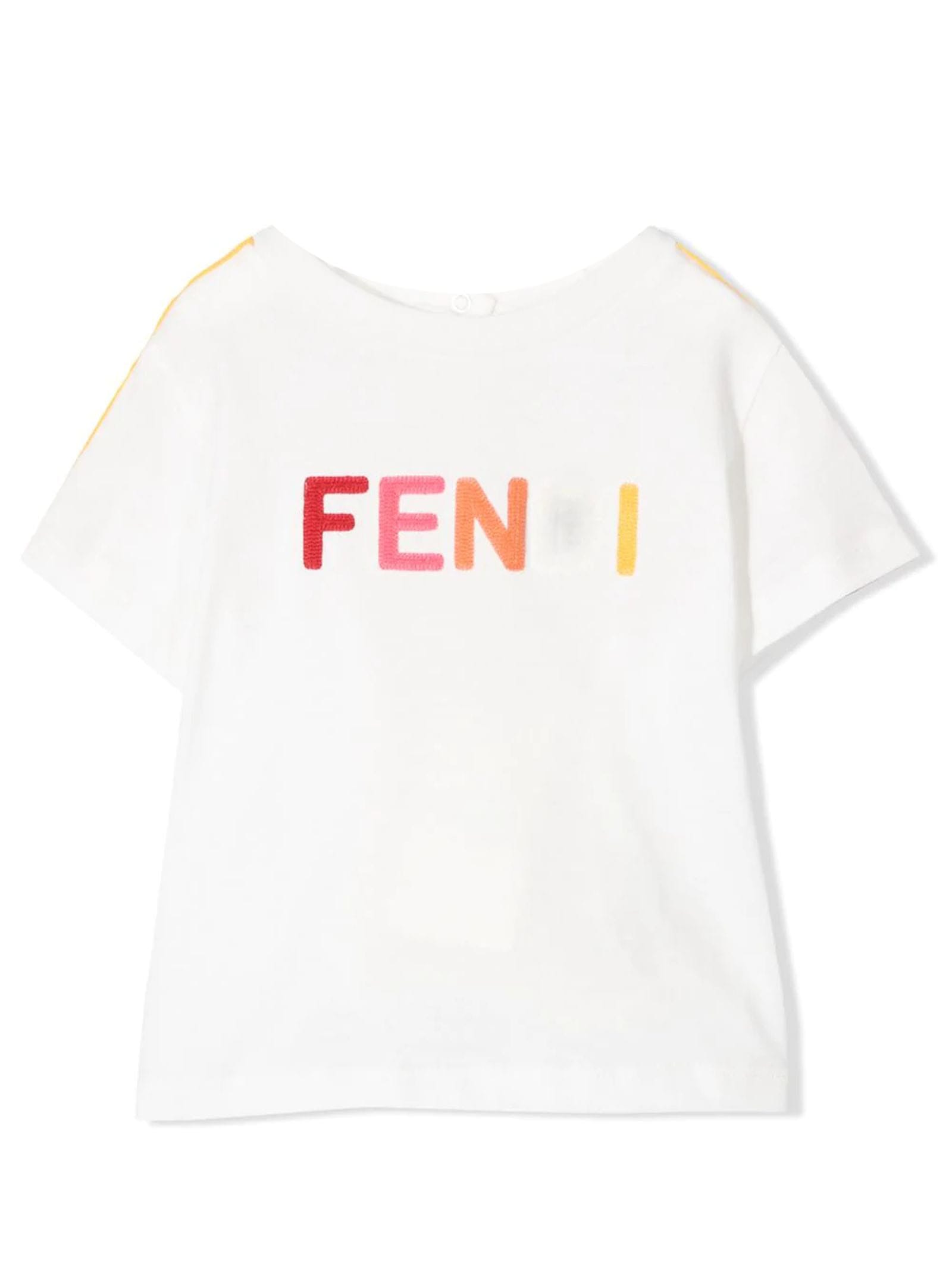 Fendi White Stretch Cotton T-shirt