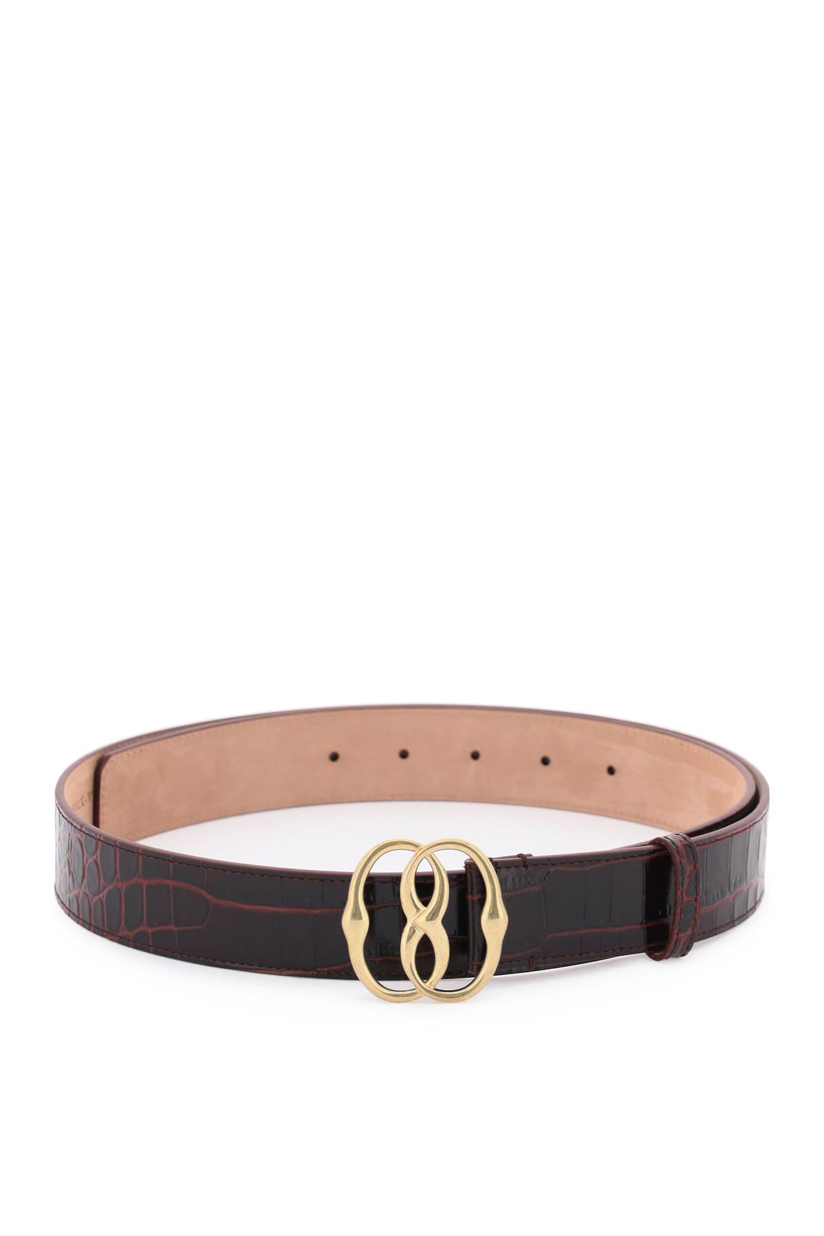 Bally Croco-effect Leather Belt With Emblem Buckle In Portugal50 Oro (red)