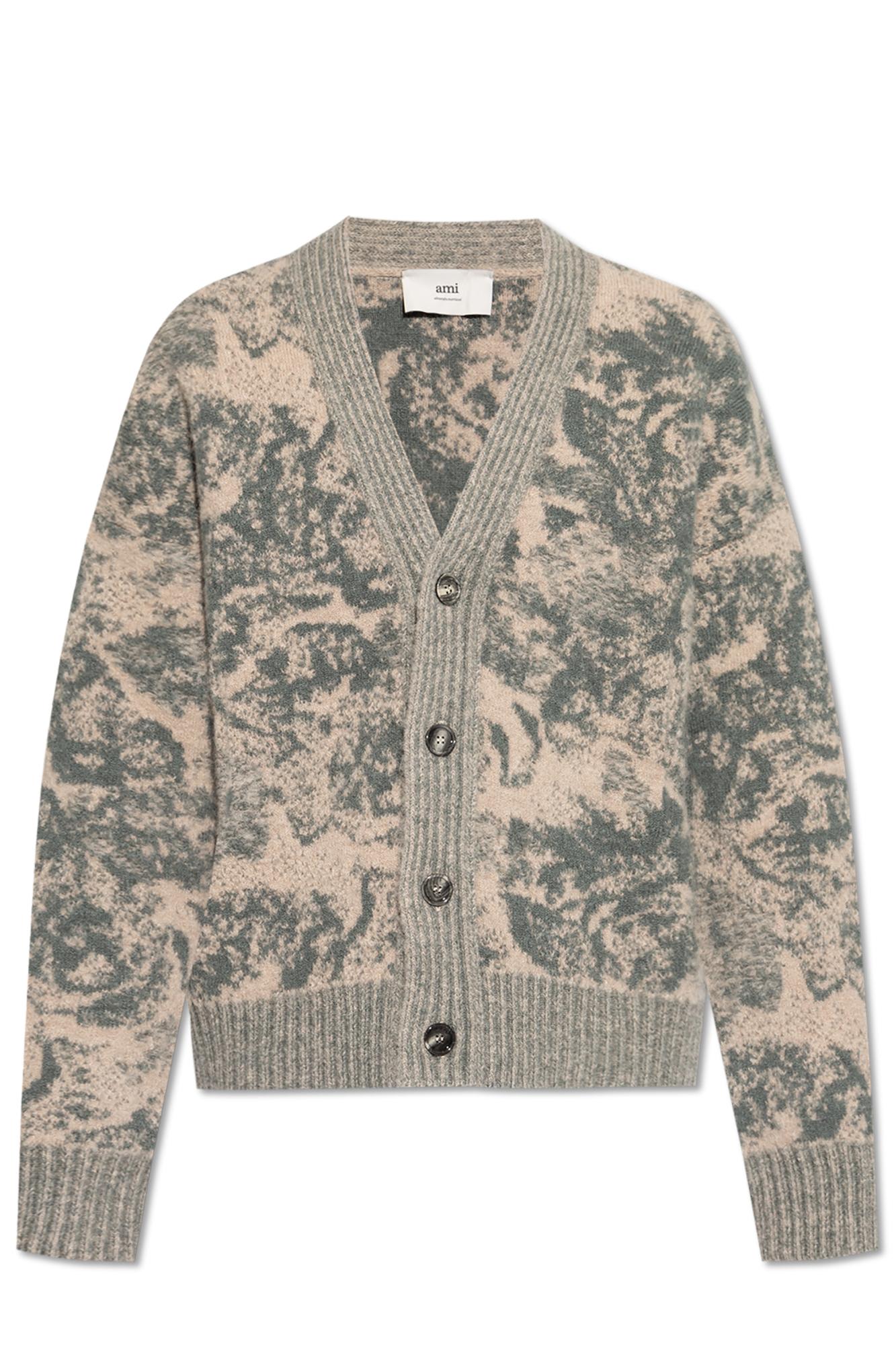 Shop Ami Alexandre Mattiussi Patterned Cardigan In Beige/ Antique Clay