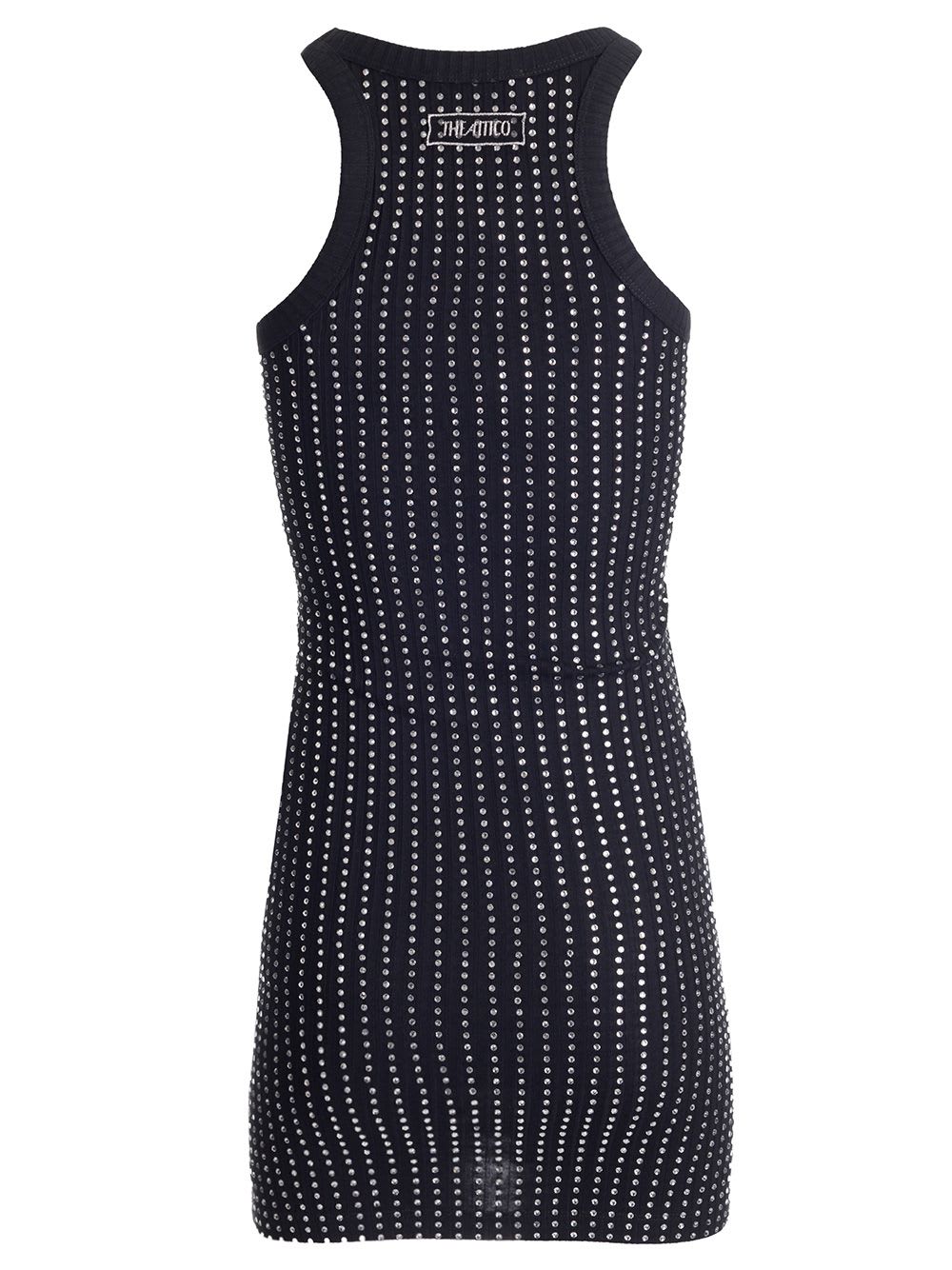 Attico Fitted Midi Dress With Shimmering Embellishments In Black