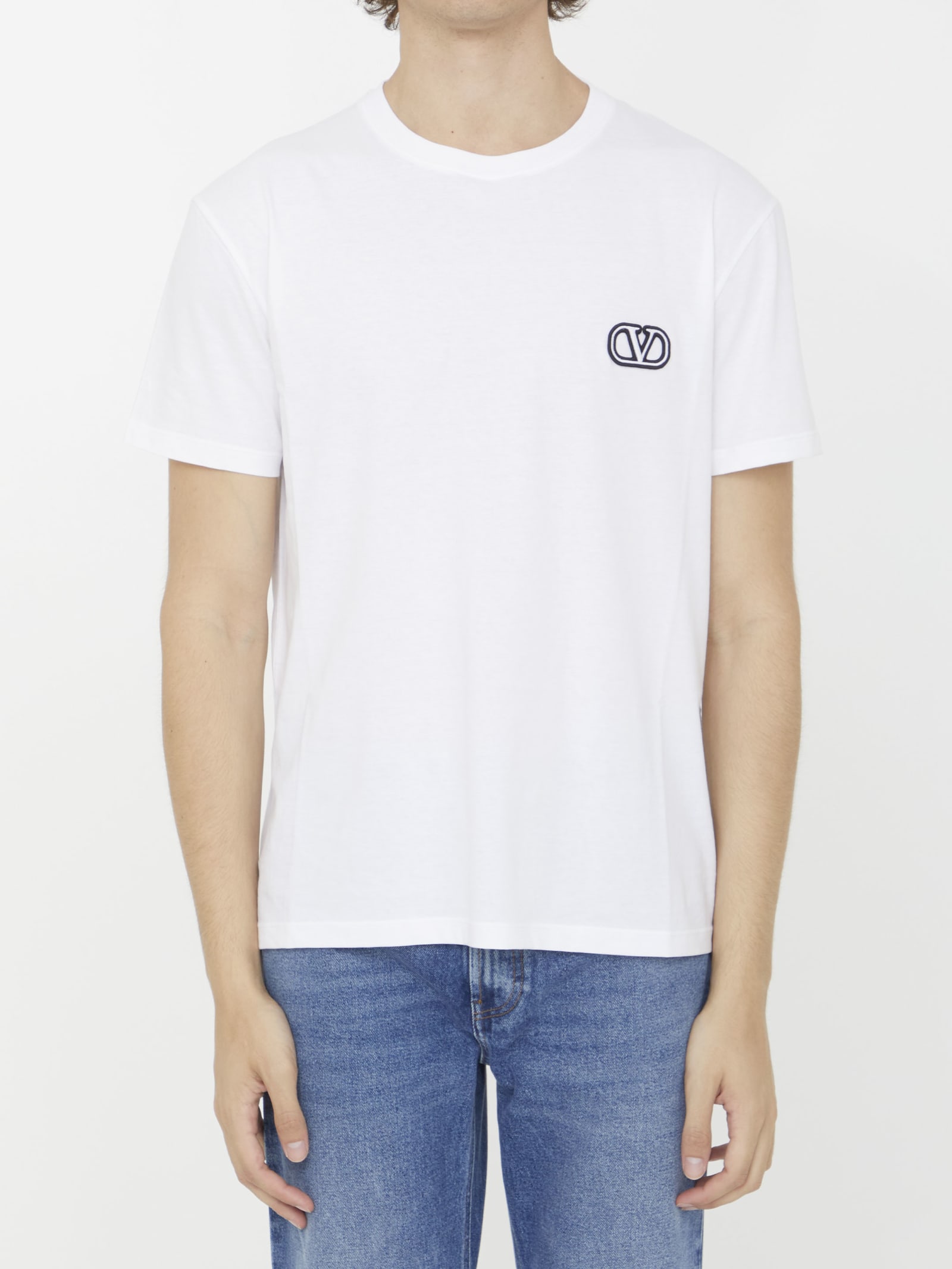 Shop Valentino Vlogo Signature T-shirt In White