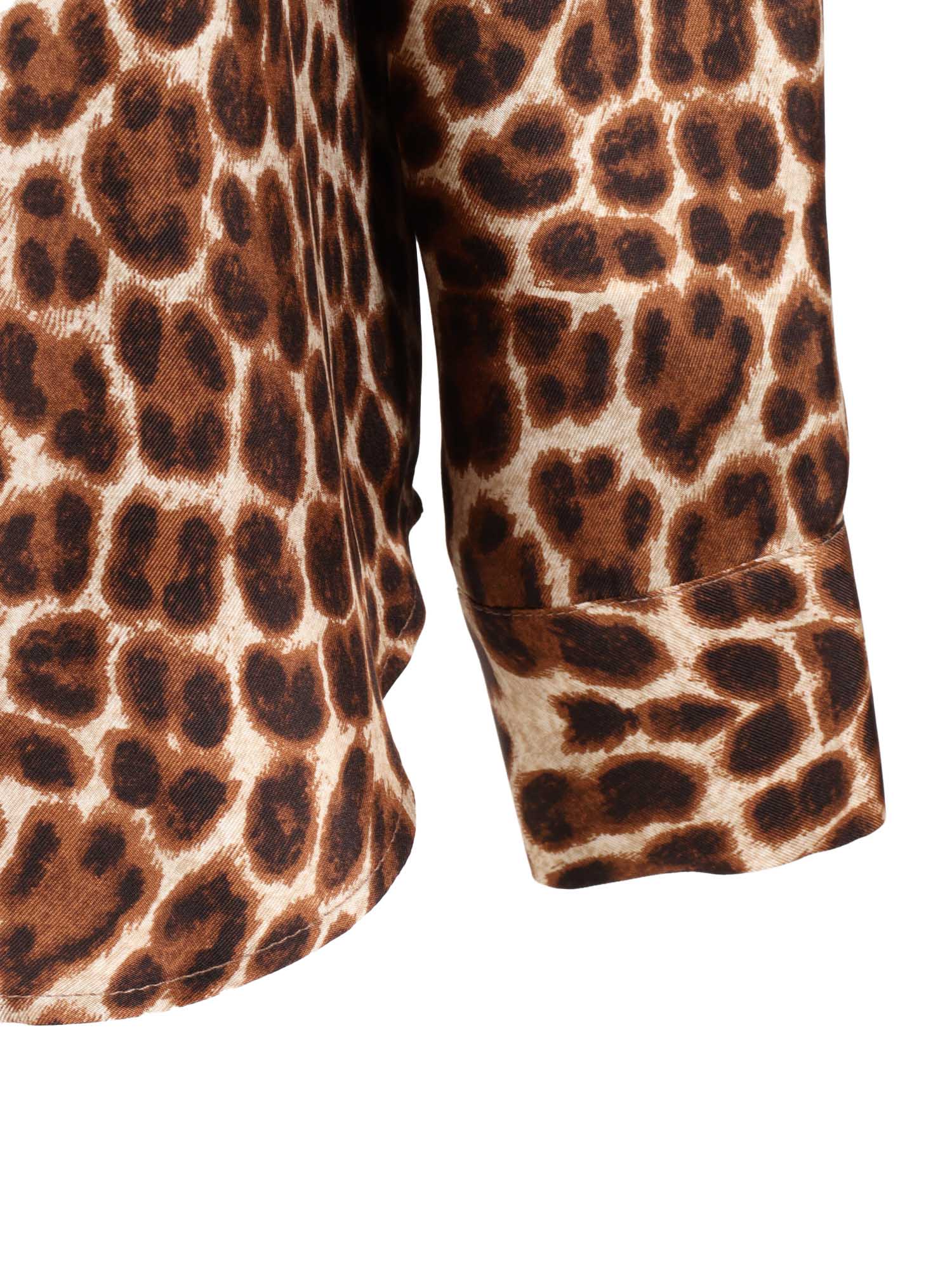 P.a.r.o.s.h . Leopard Print Silk Shirt With Pointed Collar And Overfit Silhouette In Multi