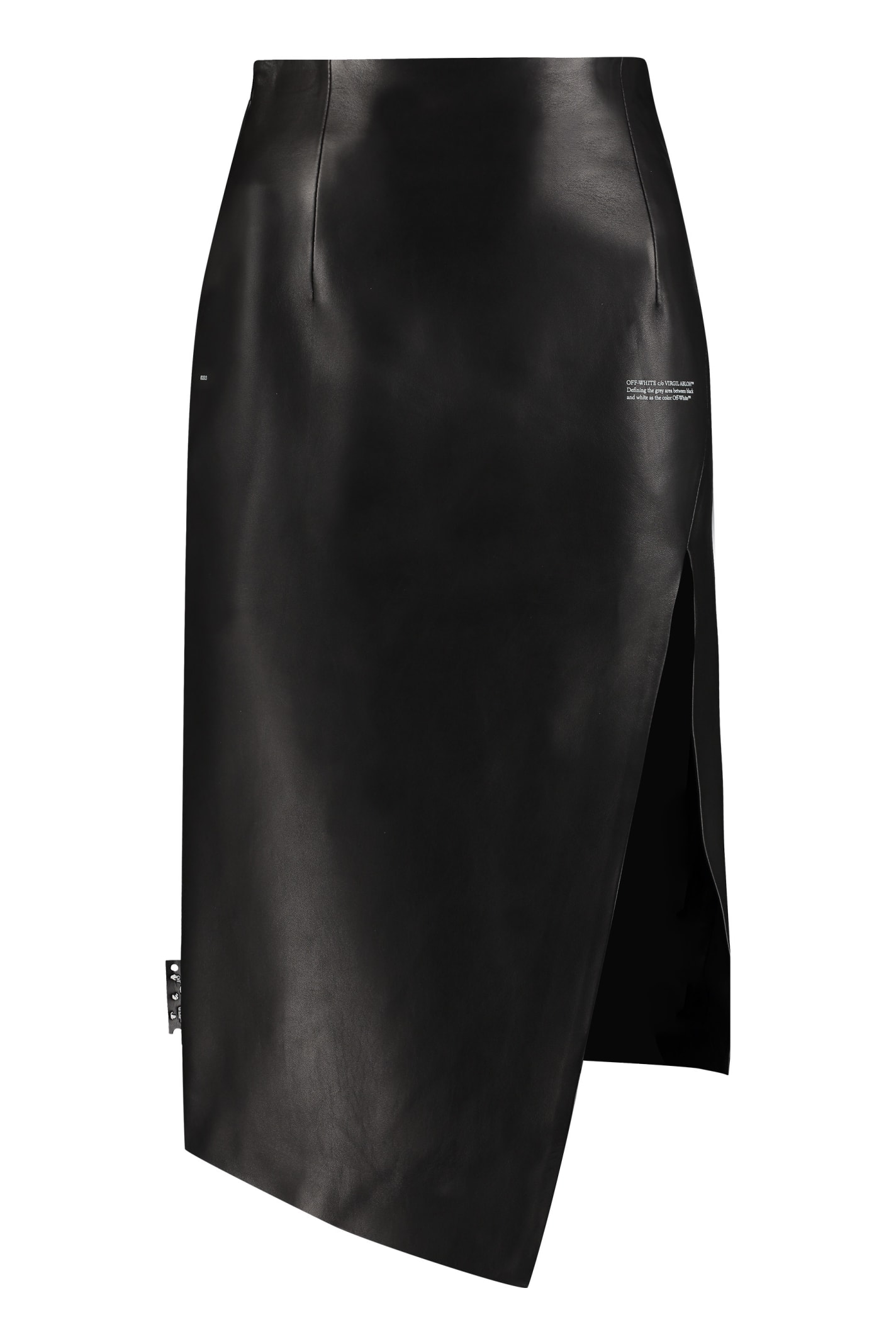 OFF-WHITE LEATHER PENCIL SKIRT,11518749