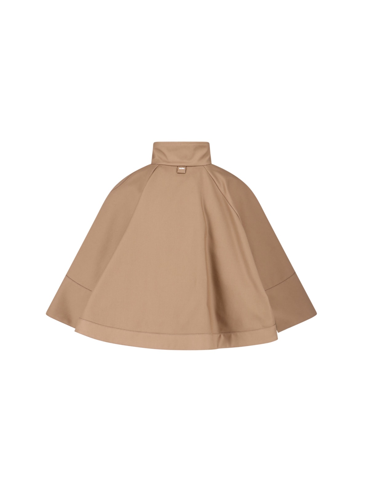 Max Mara Cape Style High Collar Jacket With Side Pockets In Brown