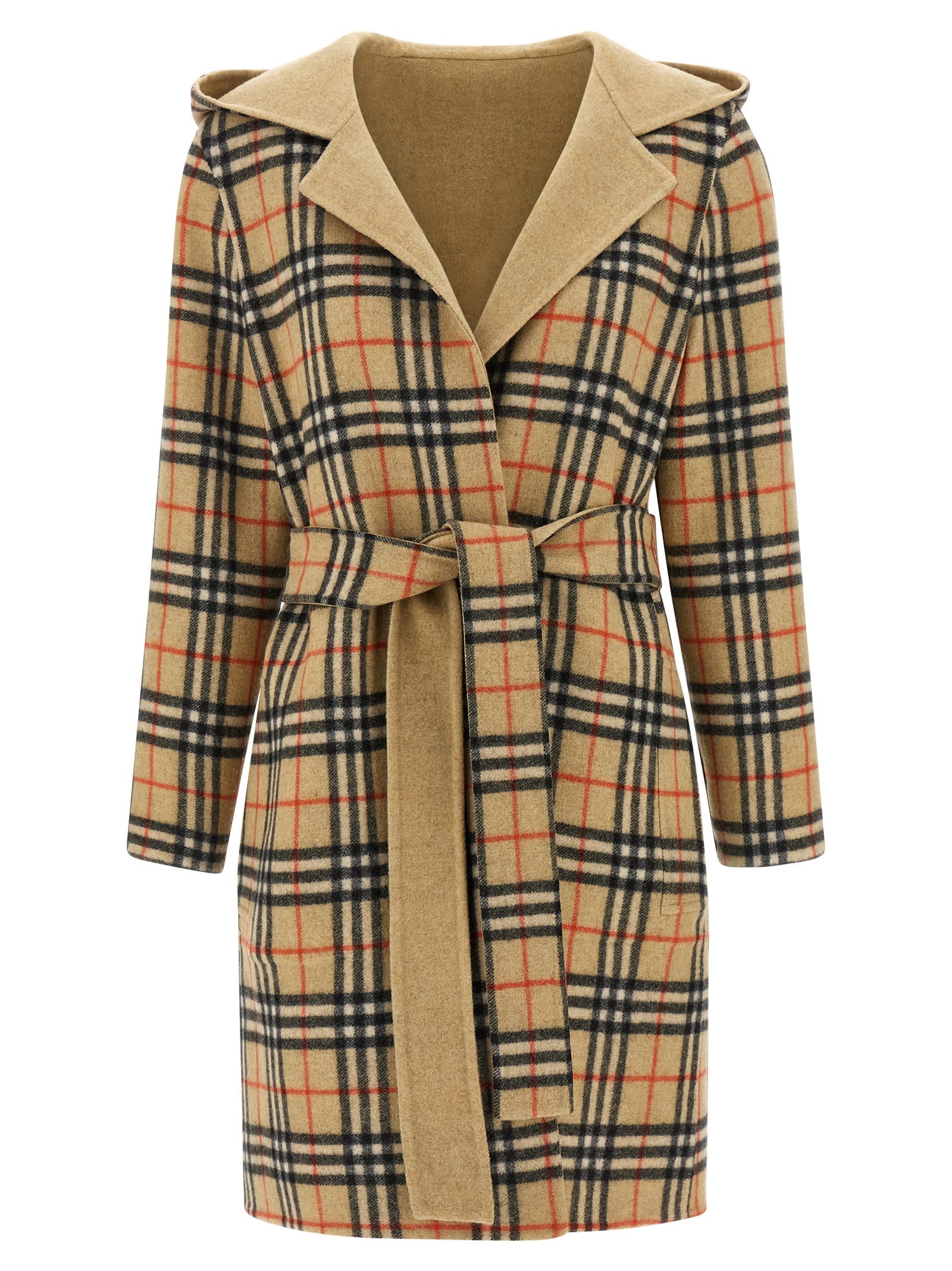 Burberry Beige Wool Reversible Coat In Nude
