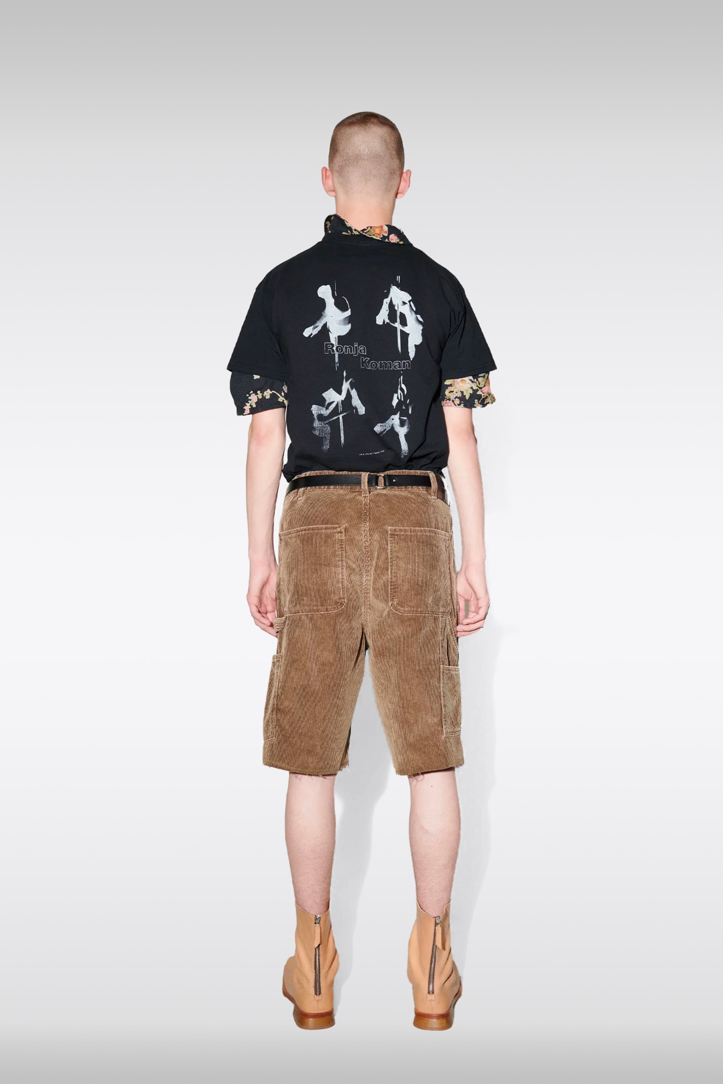 Shop Our Legacy Joiner Short Light Brown Corduroy Work Shorts With Spray Paint - Joiner Short In Tortora