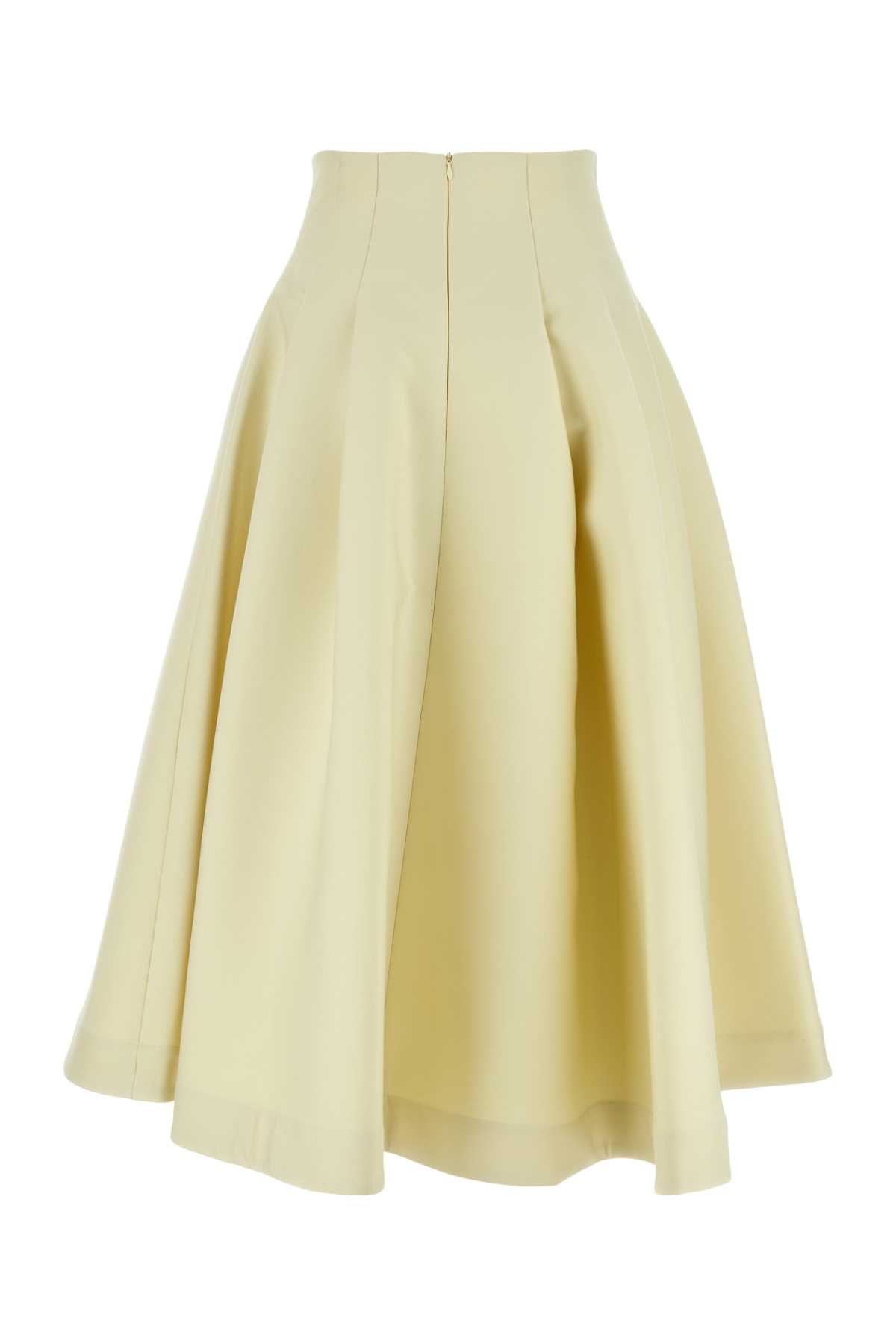 Shop Bottega Veneta Ivory Wool Skirt In Paleyellow
