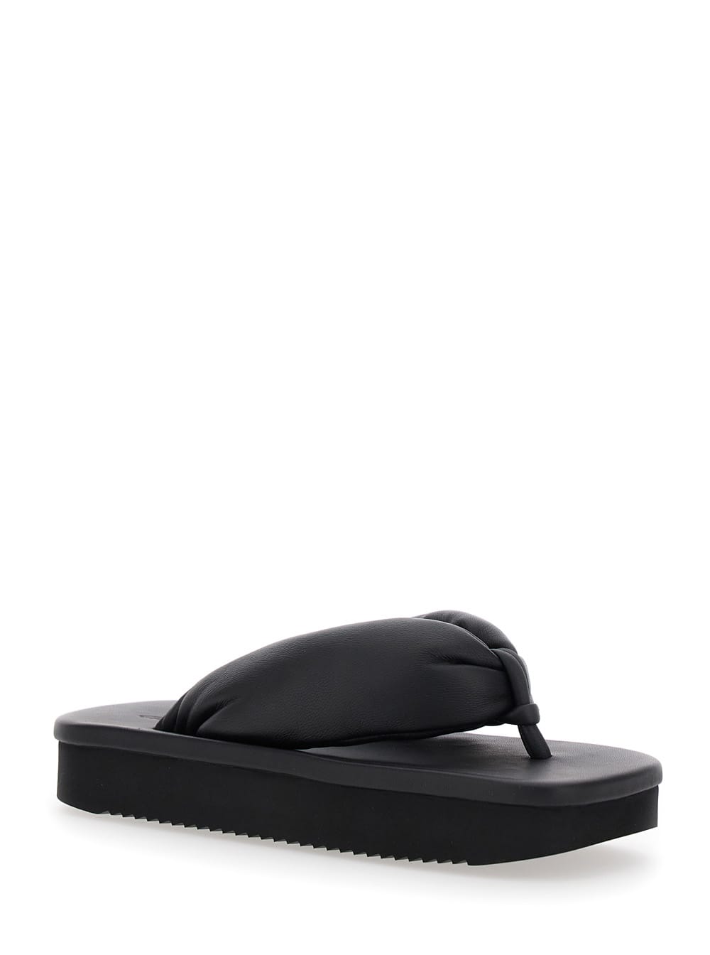 【関税&送料込み】Rick Owens Black Padded Sandals With Pla Rick Owens Black Padded Sandals With Platform In Leather
