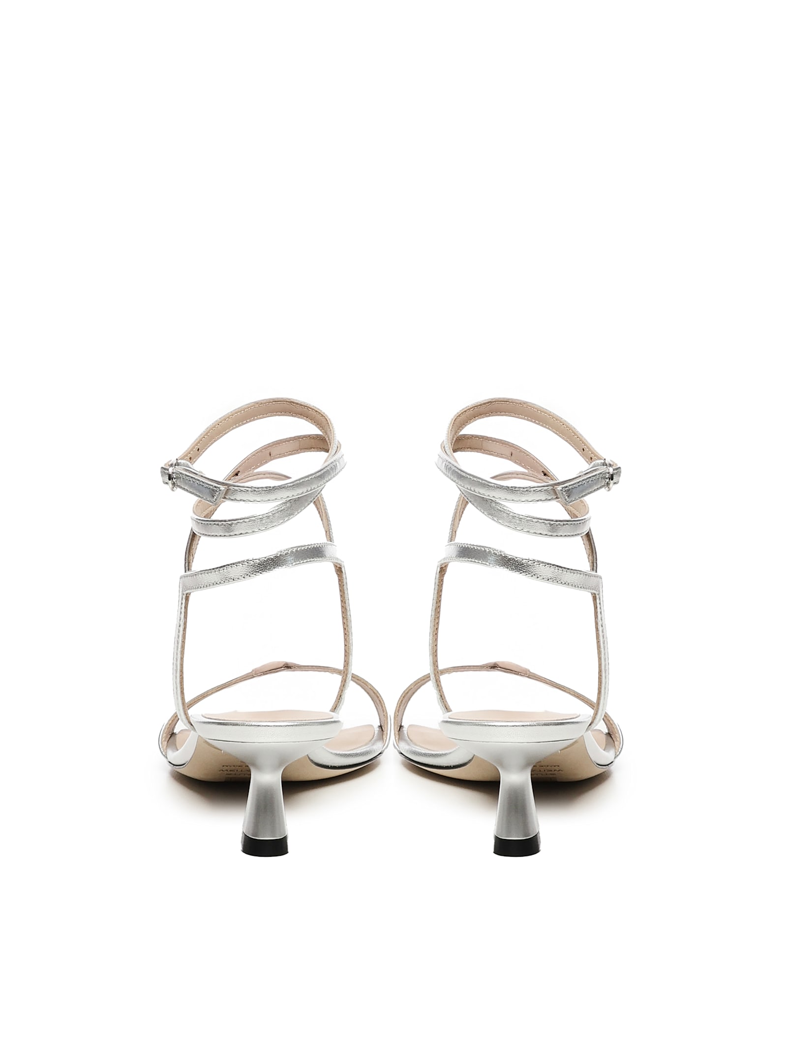 Stuart Weitzman Nudist Wrap Sandals In Silver