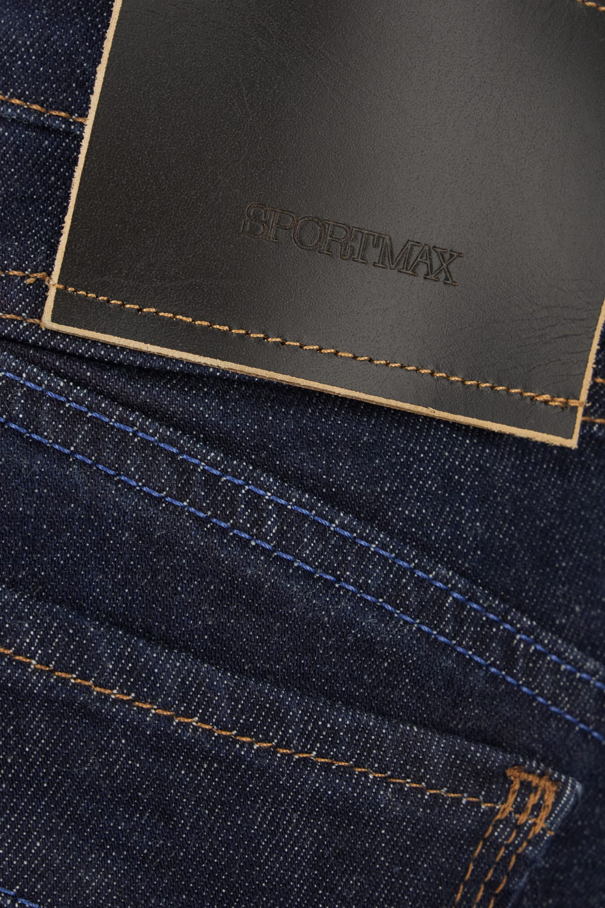 Sportmax Denim Trousers With Back Pockets And Contrast Stitching In 001
