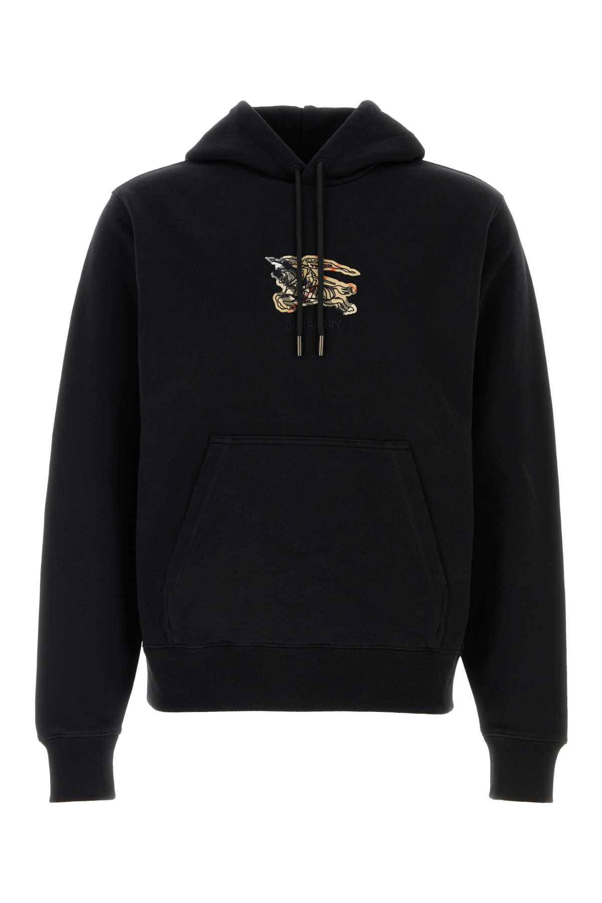 Burberry Hoodie With Front Pocket And Ribbed Cuffs In Black