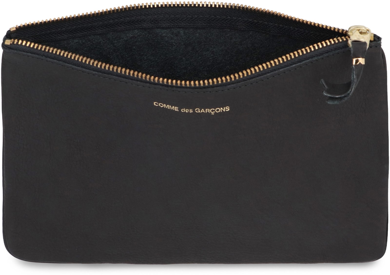 Comme Des Garçons Leather Flat Pouch In Black