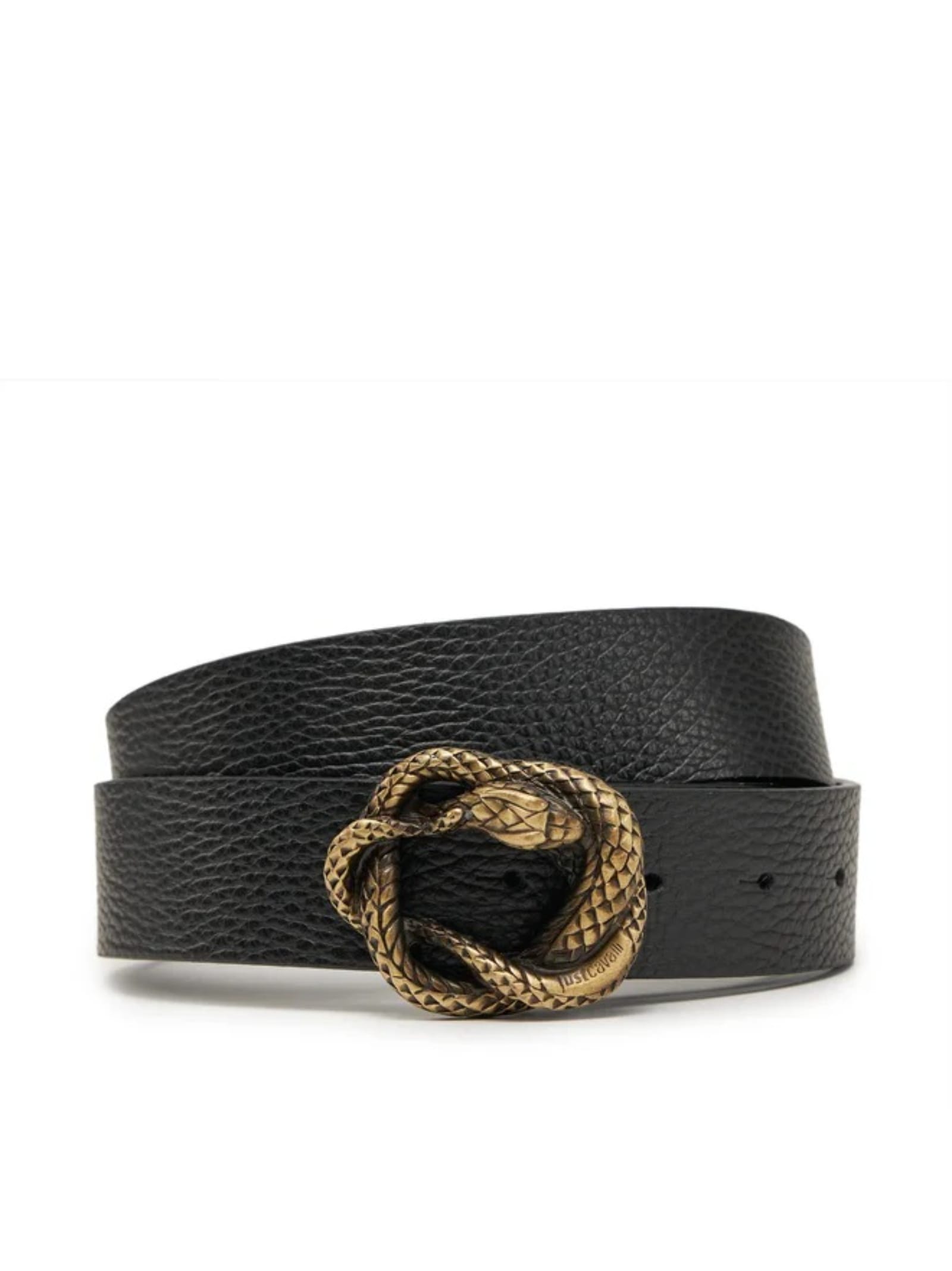 Just Cavalli Snake-buckle Belt In Black