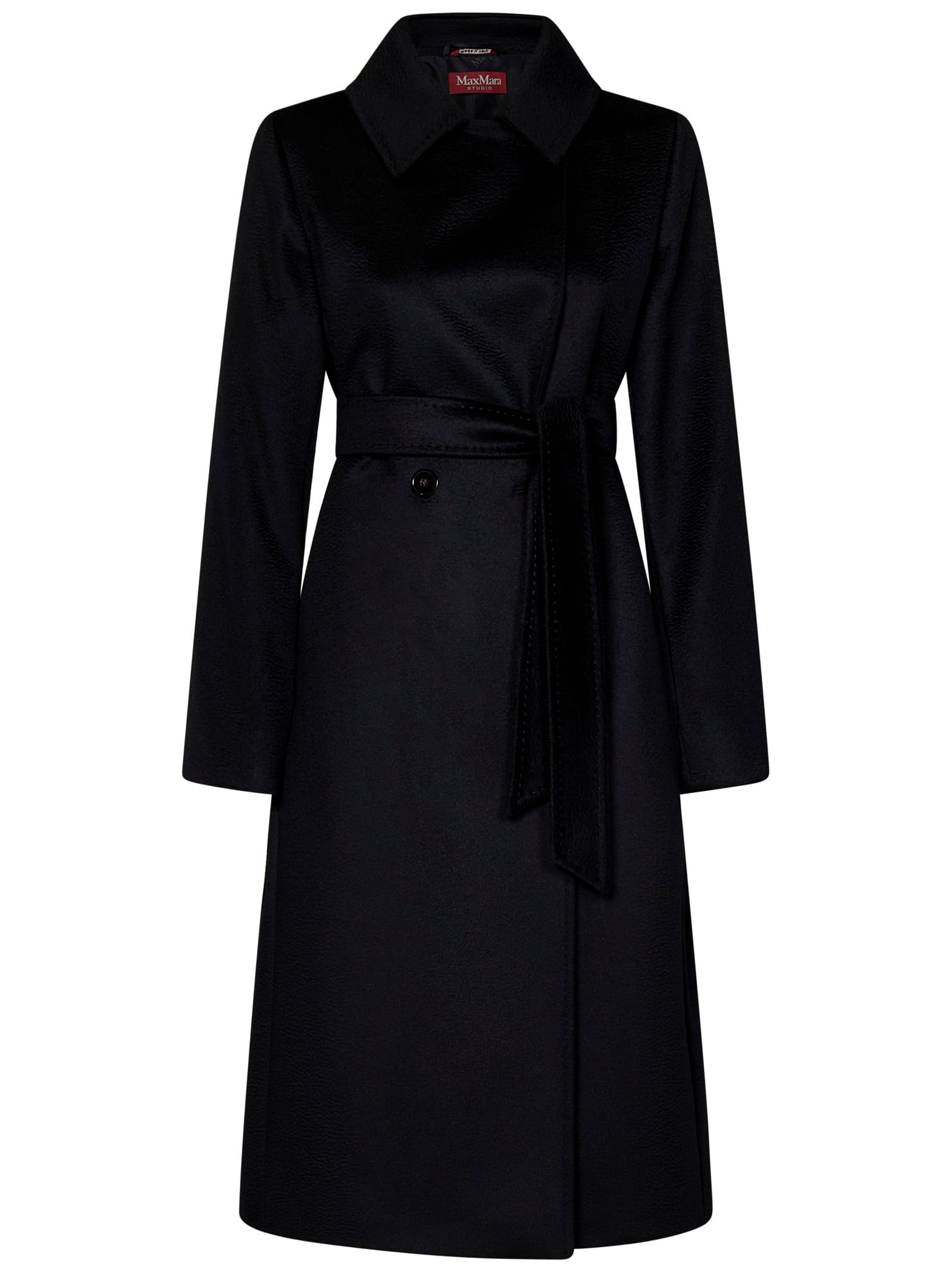 Shop Max Mara Maxmara Studio Bcollag Coat In Black