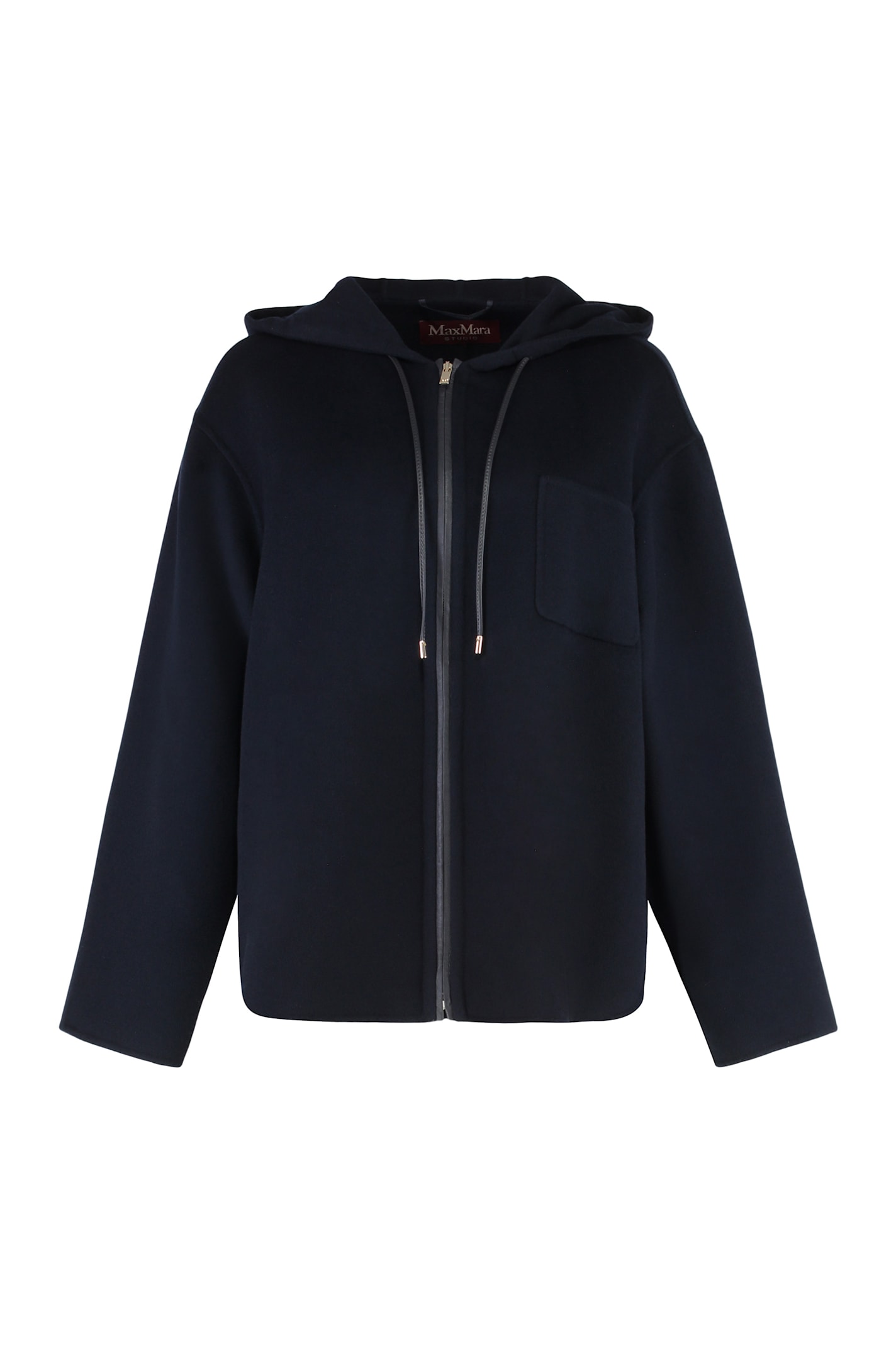 Max Mara Studio Mina Knitted Hoodie In Blue
