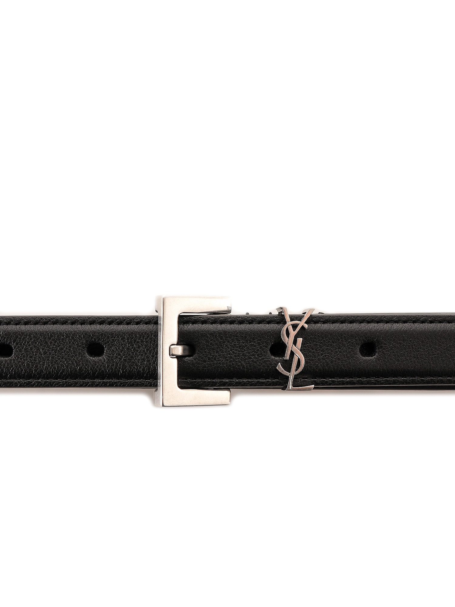 Saint Laurent Logo Leather Belt In Black