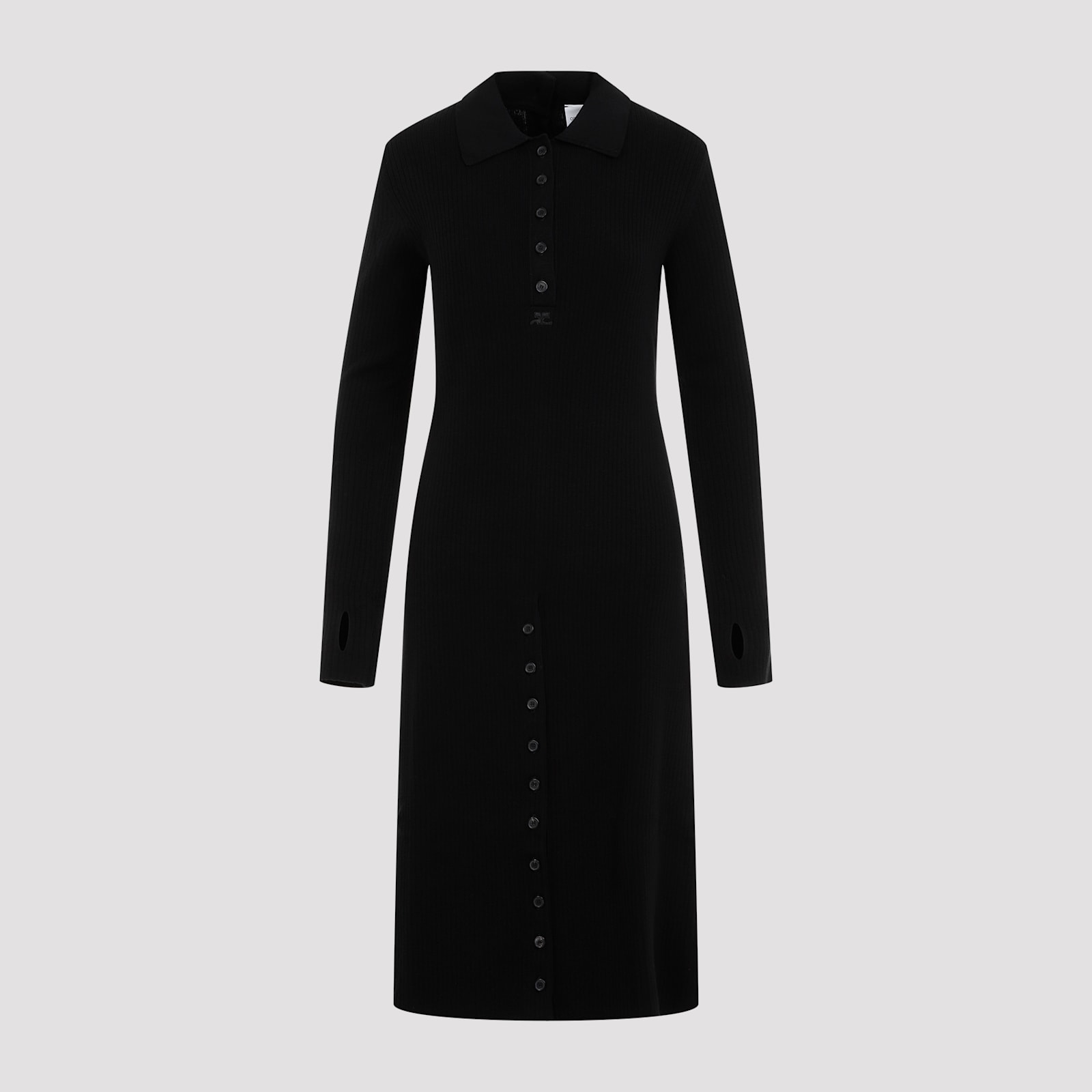 Shop Courrèges Multi Buttons Midi Dress In Black