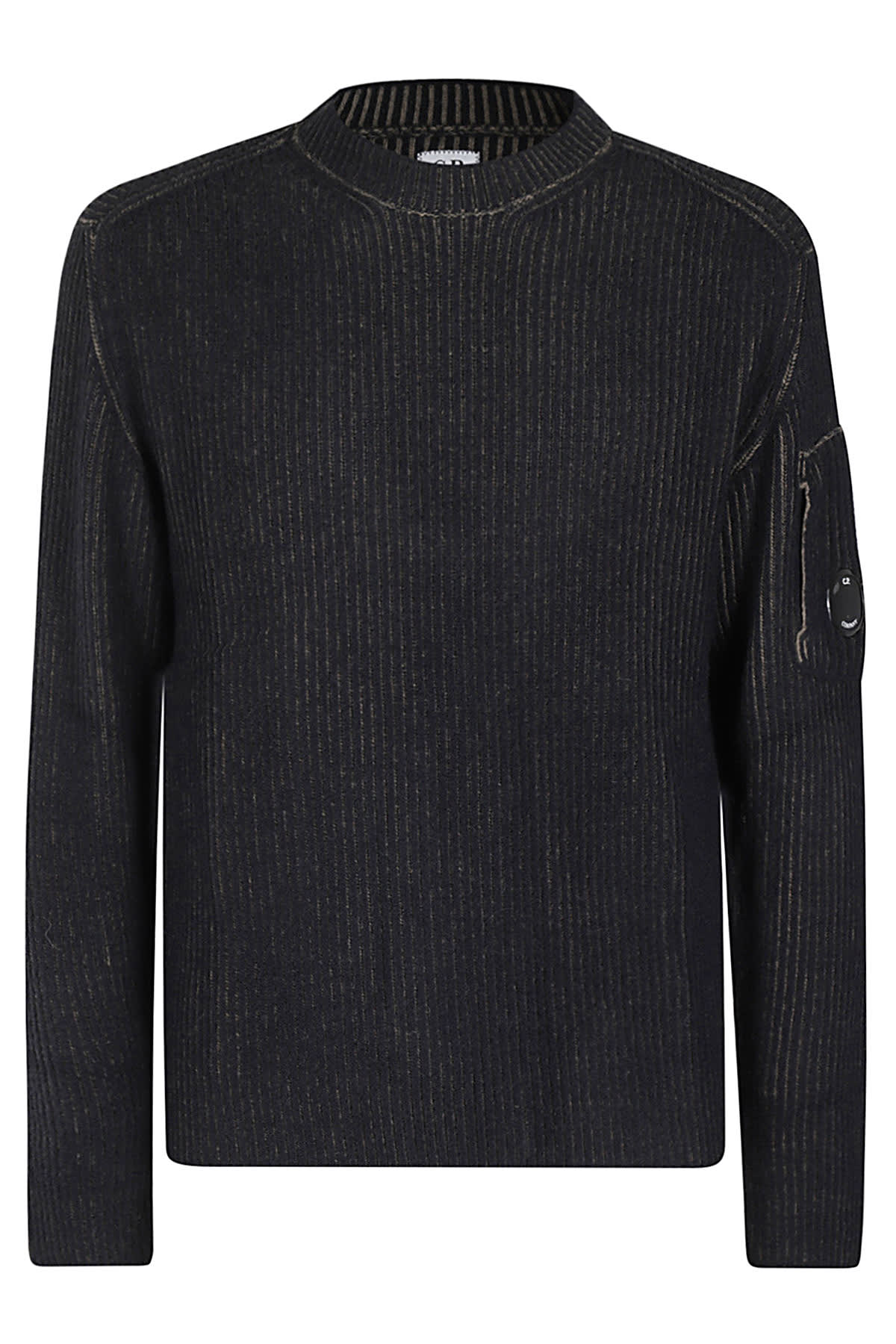 Shop C.p. Company Maglia Fleece Knit Costine In Verde Nero