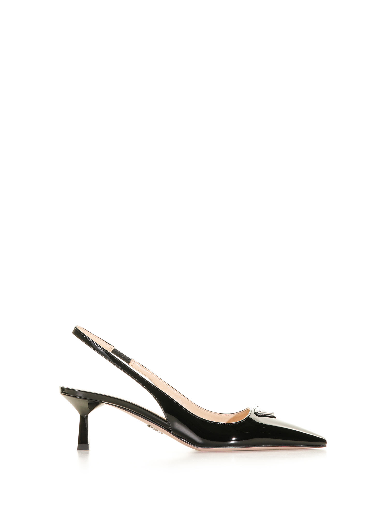 PRADA SLINGBACK DÉCOLLETÉ IN PATENT LEATHER WITH LOGO