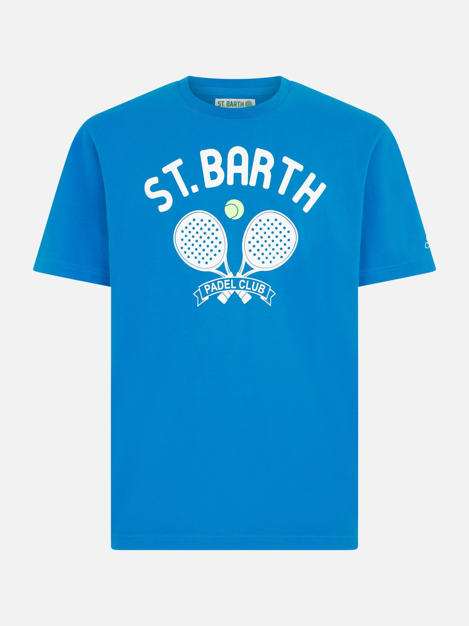 MC2 SAINT BARTH MAN HEAVY COTTON T-SHIRT WITH ST. BARTH PADEL CLUB PRINT