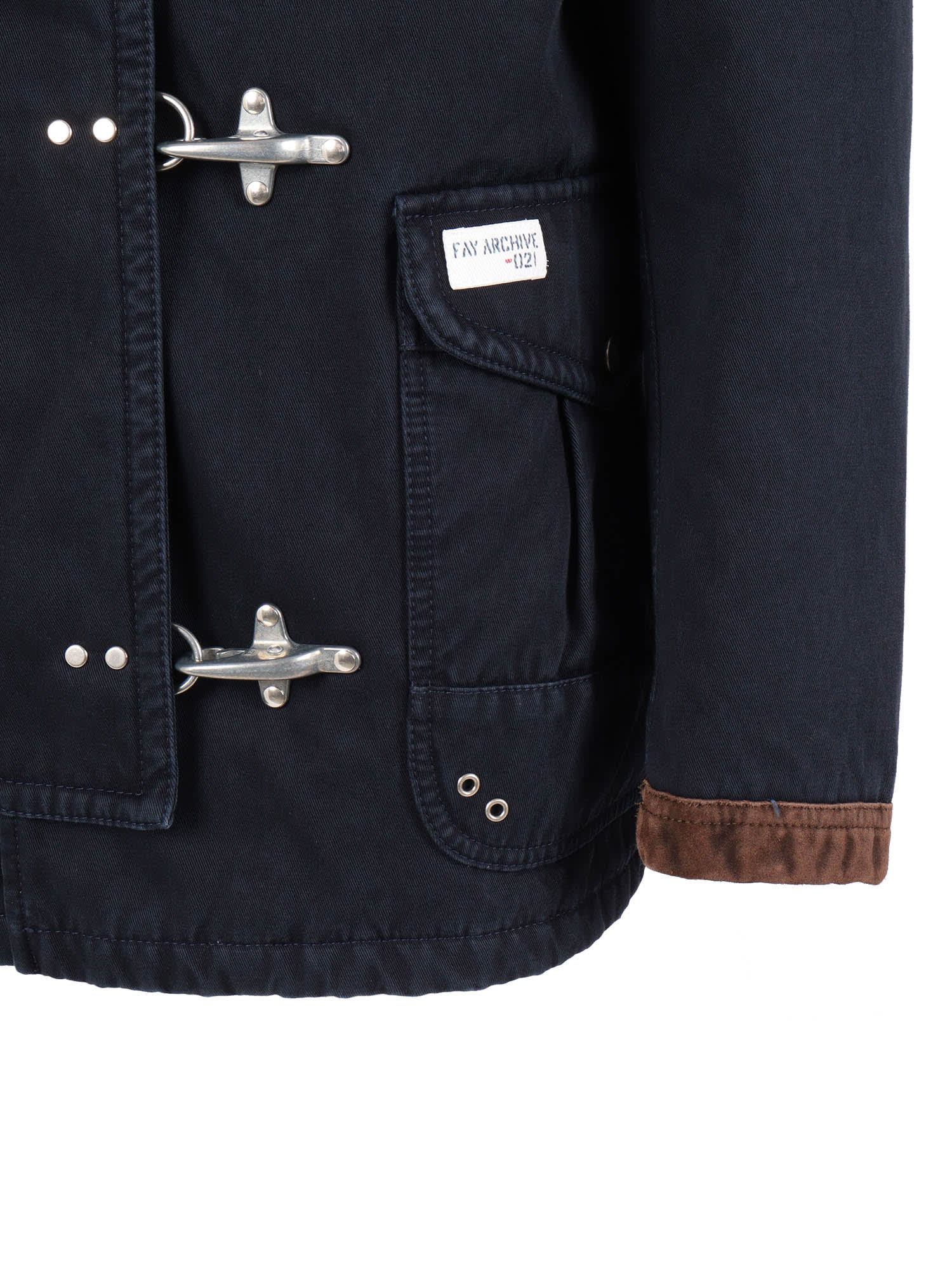 Fay Wool Blend Jacket With Front Pockets And Contrast Collar In Multi