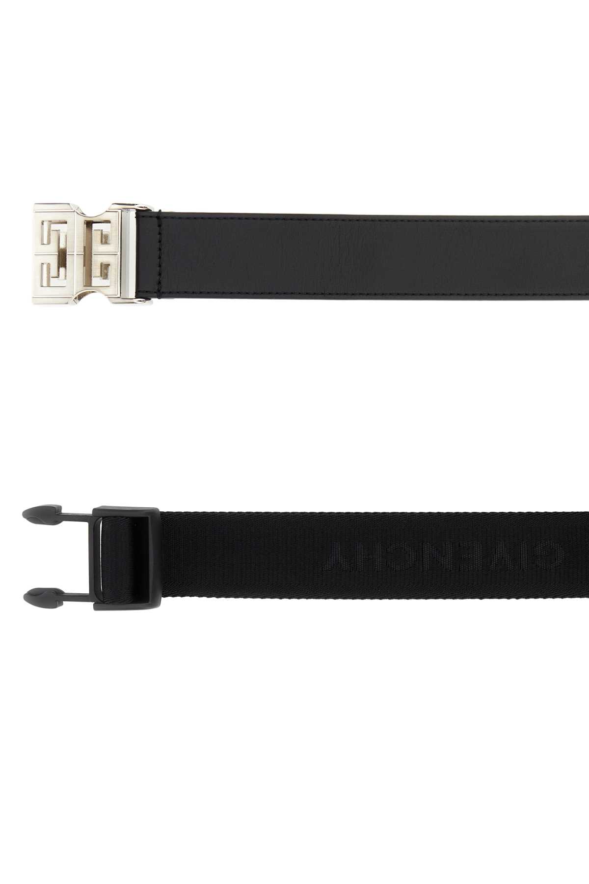 Givenchy Black Leather And Fabric Belt