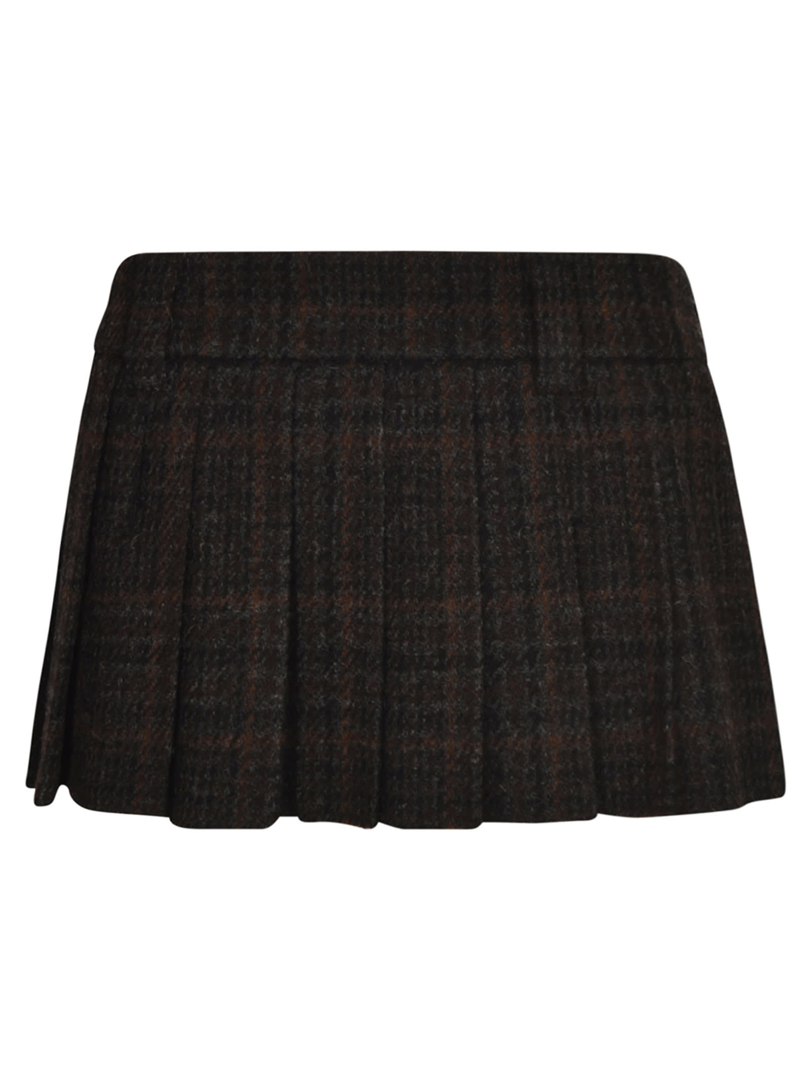 Miu Miu Pleated Tweed Short Skirt