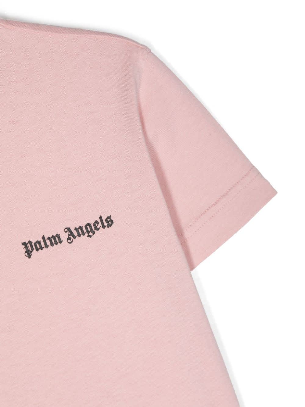 Shop Palm Angels Pink T-shirt With Logo