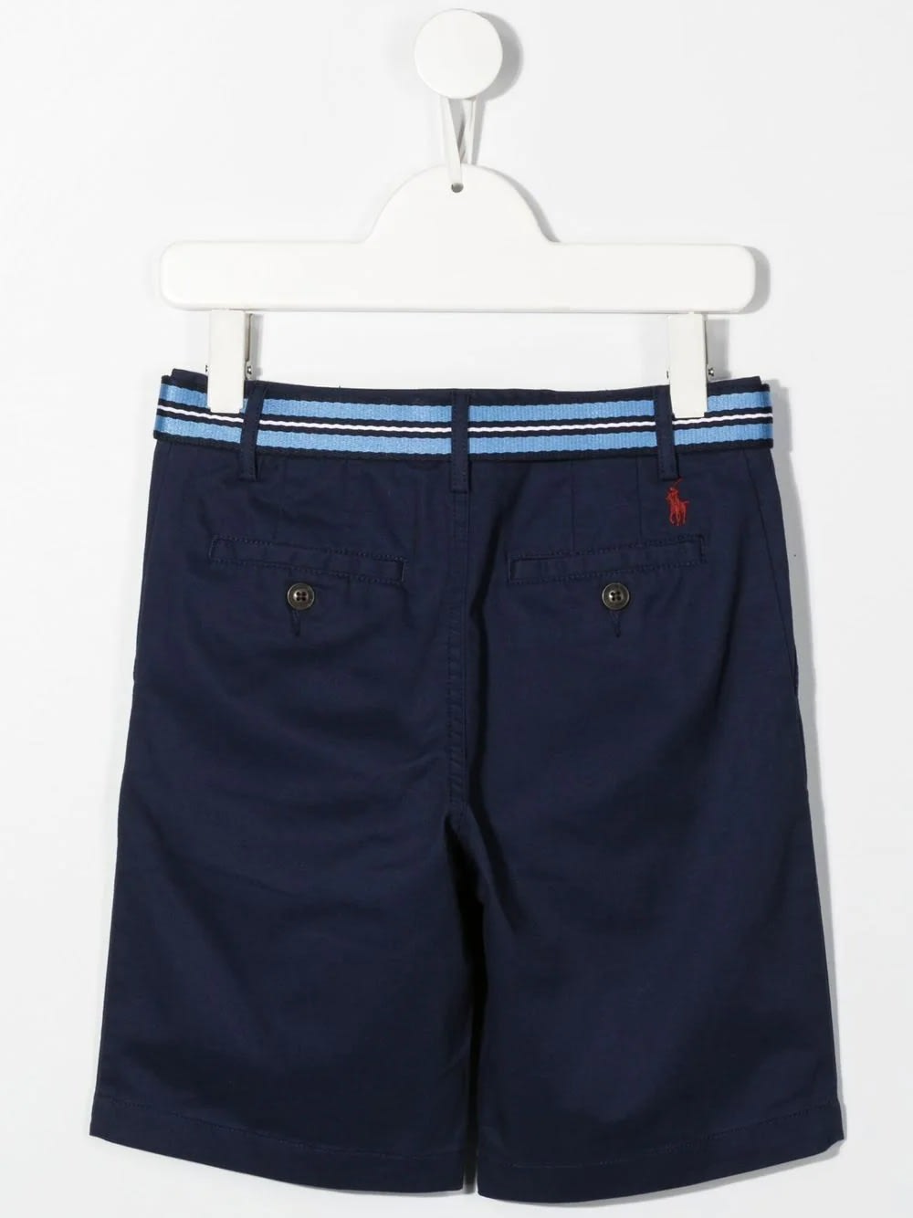 Shop Ralph Lauren Shorts In Navy Blue Stretch Chino With Belt