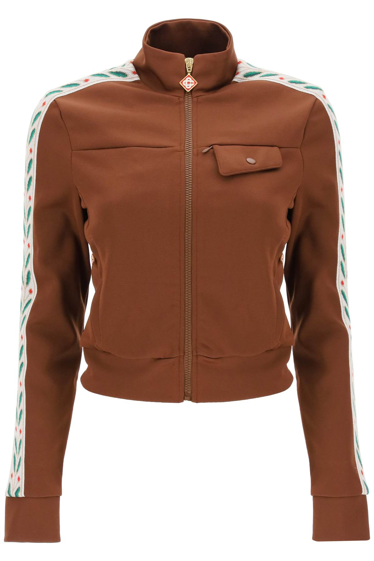 Shop Casablanca Laurel Zip-up Sweatshirt In Brown