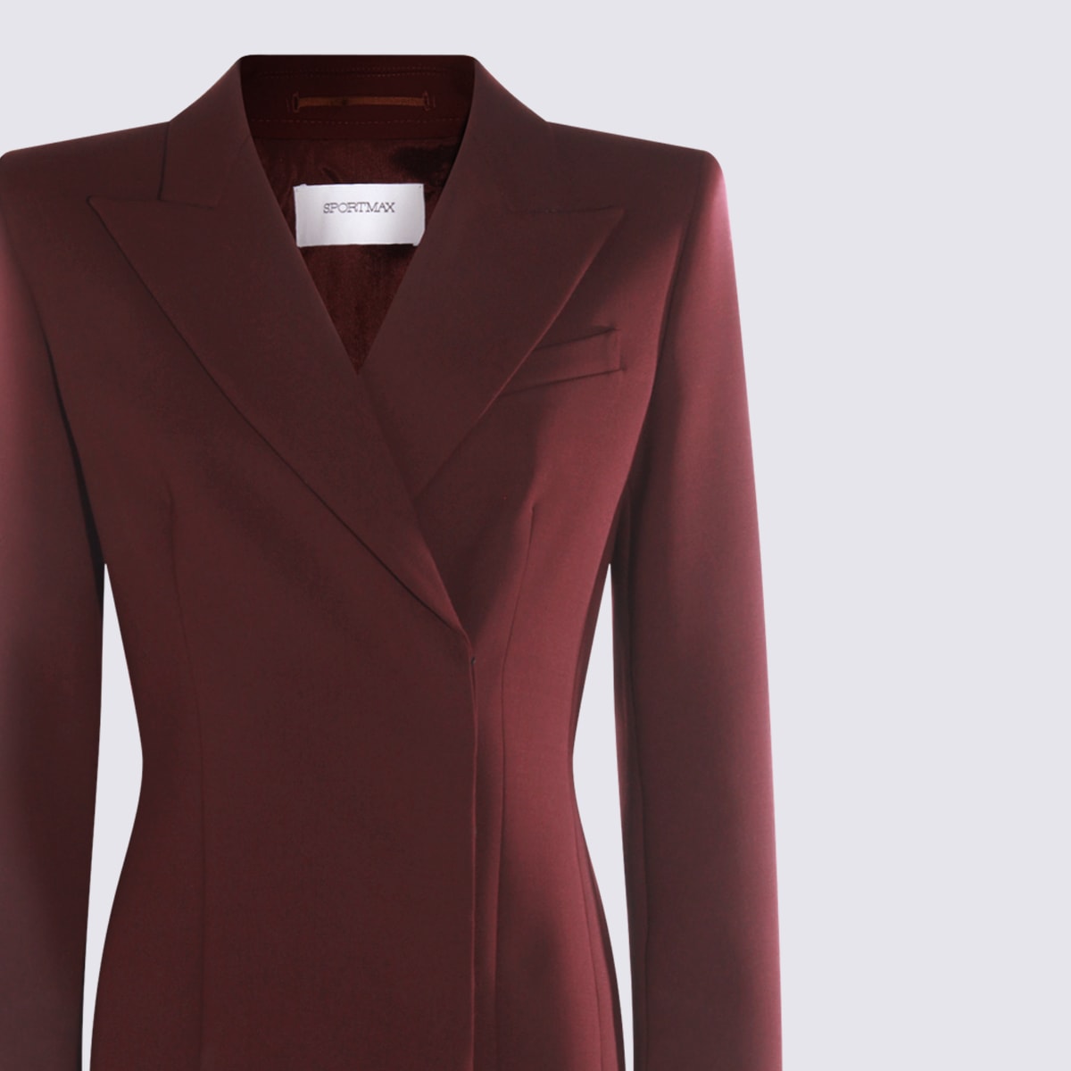 Sportmax Structured Double-breasted Jacket Back Vent In Burgundy